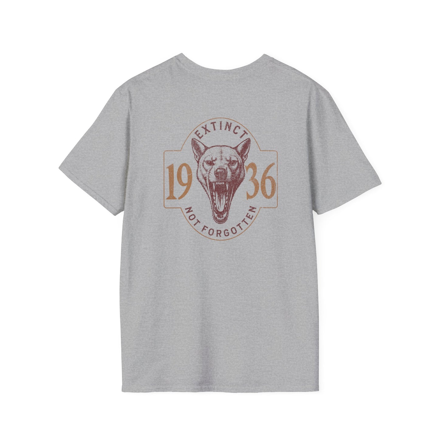 Thylacine T-Shirt Extinct Not Forgotten, Tasmanian Tiger Shirt, Double Sided Graphic Tee, Australian Wildlife Shirt, Conservation Gift