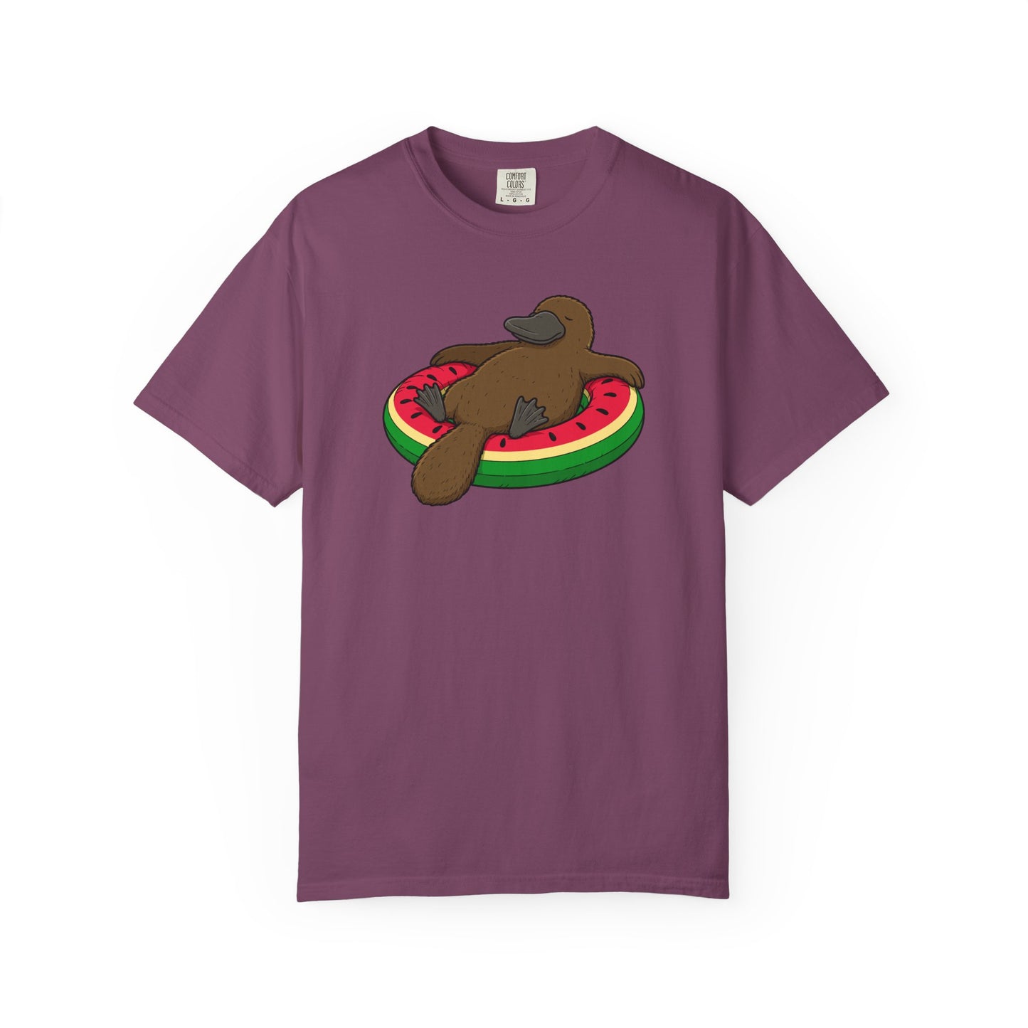 Platypus Pool Float Shirt, Comfort Colors Platypus Tee, Funny Australian Animal T Shirt, Summer Wildlife Shirt, Monotreme Gift