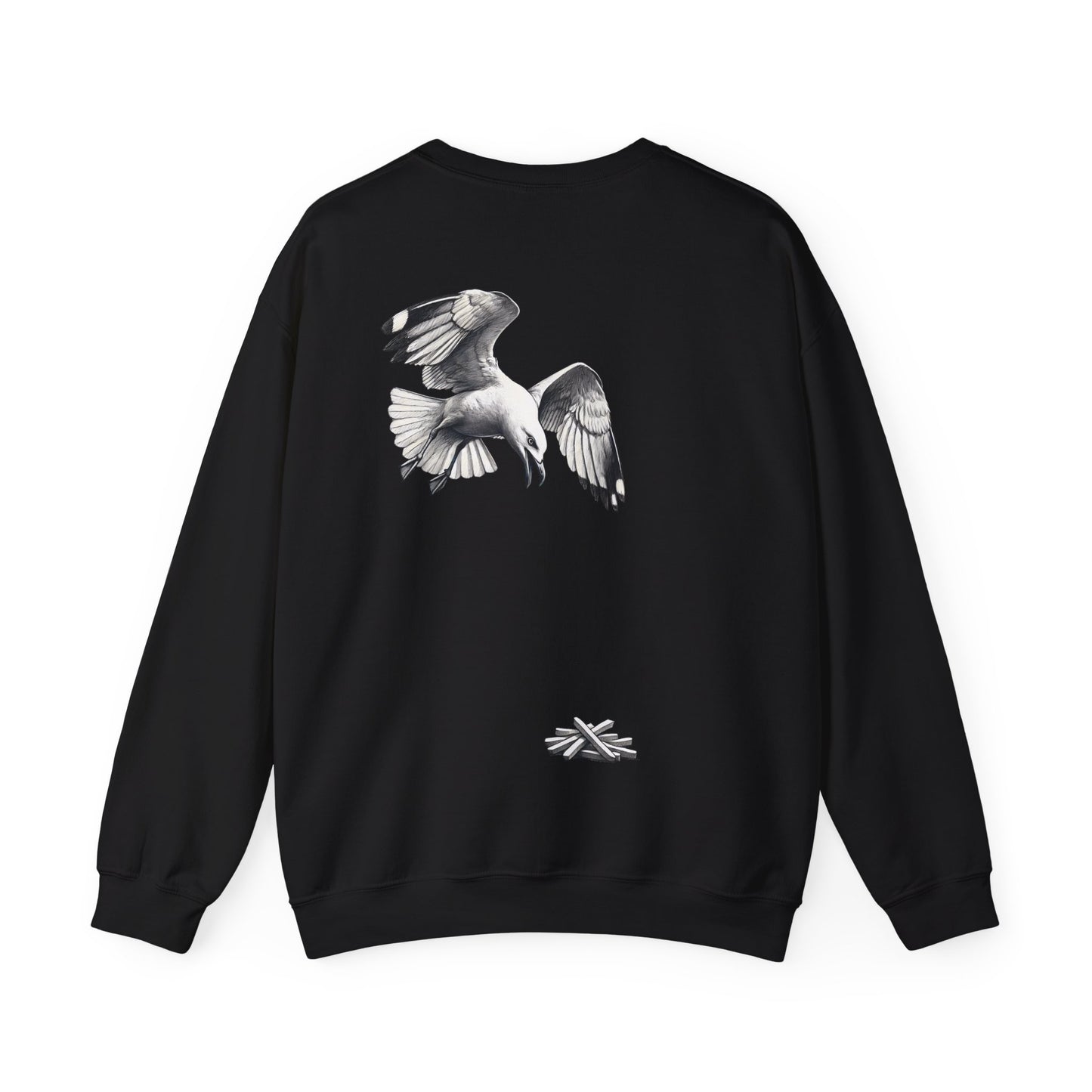 Seagull Chip Unisex Crewneck Sweatshirt, Retro Beach Jumper, Bird Lover Gift, Ocean Graphic Sweatshirt, Vintage Seaside Top