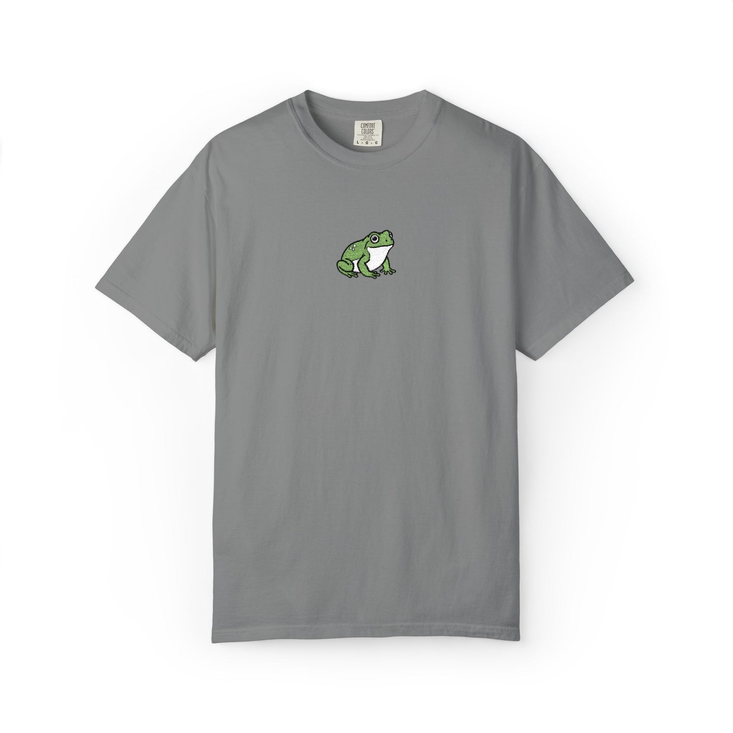 Green Tree Frog Embroidered Comfort Colors T-Shirt, Cute Frog Shirt, Amphibian Lover Tee, Frog Lover Gift, Biology Embroidered Shirt