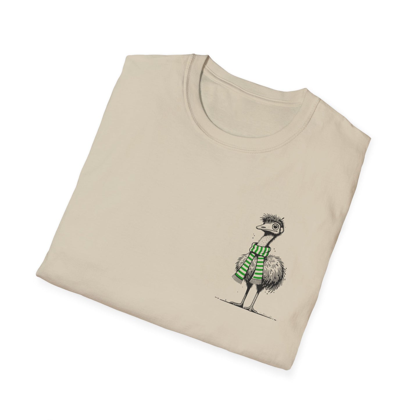 Emu T-Shirt – Whimsical Emu Wearing a Scarf Funny Australian Wildlife Tee