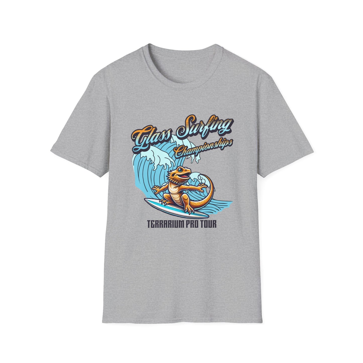 Glass Surfing Bearded Dragon T-Shirt, Reptile Lover Shirt, Bearded Dragon Surf Tee, Terrarium Humor Shirt, Lizard Owner Gift
