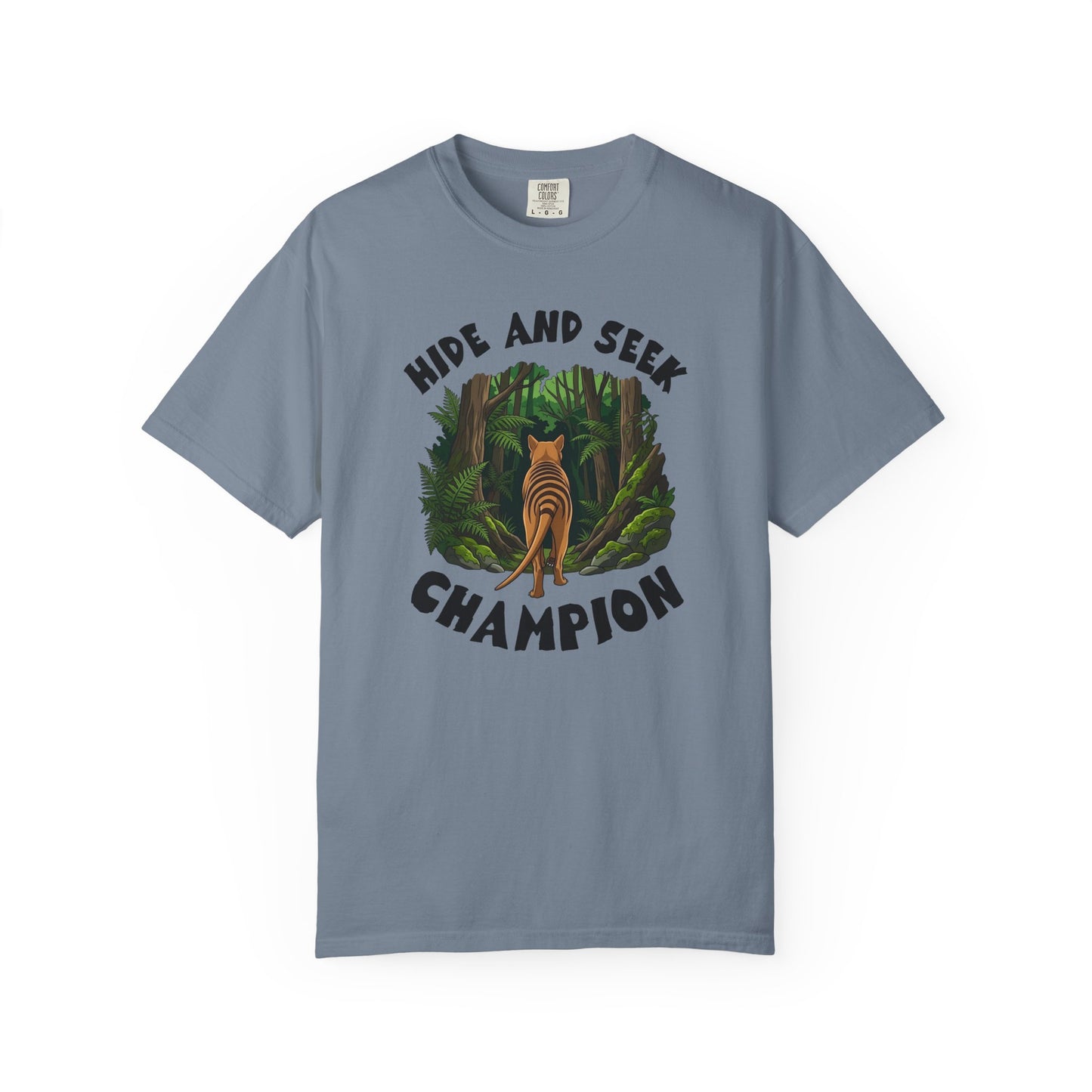 Thylacine Hide and Seek Champion Shirt, Comfort Colors Tasmanian Tiger Tee, Extinct Animal Shirt, Australian Wildlife Gift, Nature Lover Tee