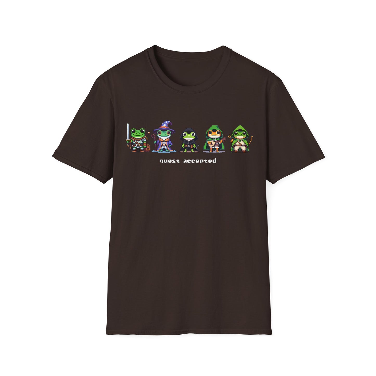 Quest Accepted Pixel Art Frog T-Shirt – Cute Gamer Tee for RPG & Fantasy Fans