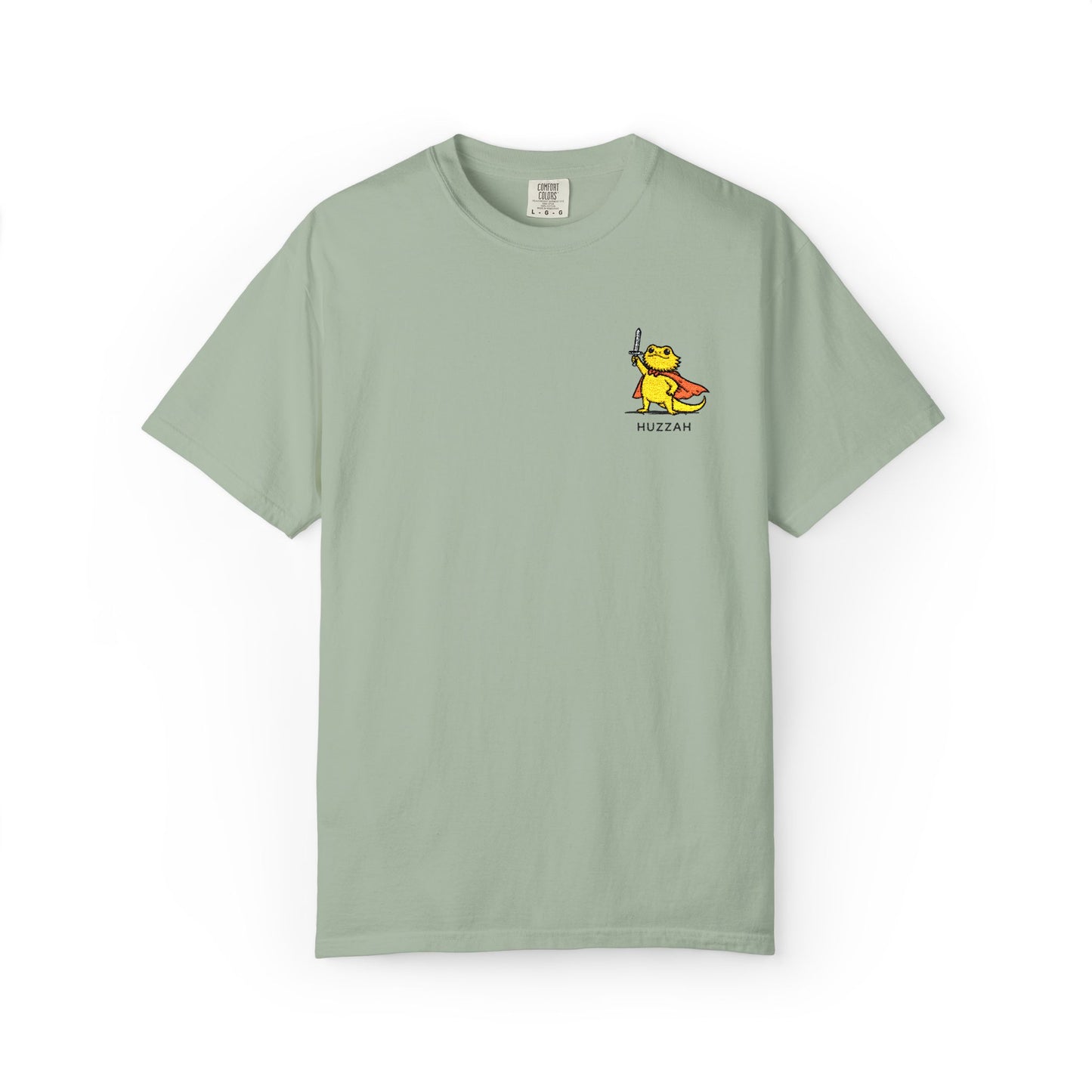 Bearded Dragon Huzzah Embroidered Comfort Colors T-Shirt, Funny Bearded Dragon Shirt, Reptile Lover Gift, Cute Lizard Embroidery Tee