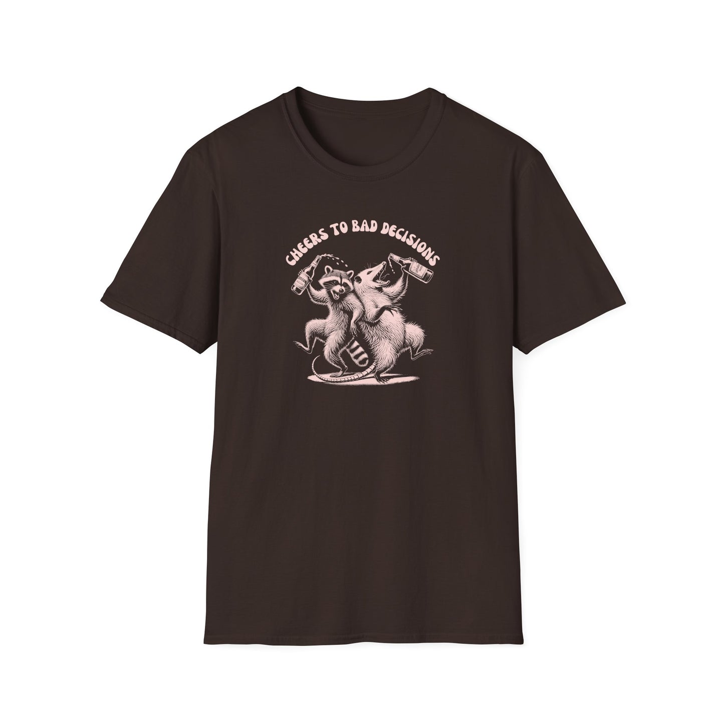 Raccoon Opossum T-Shirt, Cheers To Bad Decisions Shirt, Trash Panda And Possum Tee, Animal Lover Shirt, Wildlife Drinking Tee