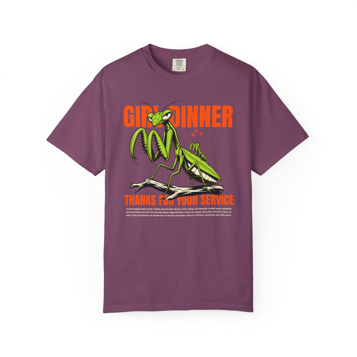Praying Mantis Girl Dinner Shirt, Comfort Colors Mantis Tee, Funny Insect T Shirt, Dark Humor Bug Shirt, Entomology Gift, Bug Lover Tee