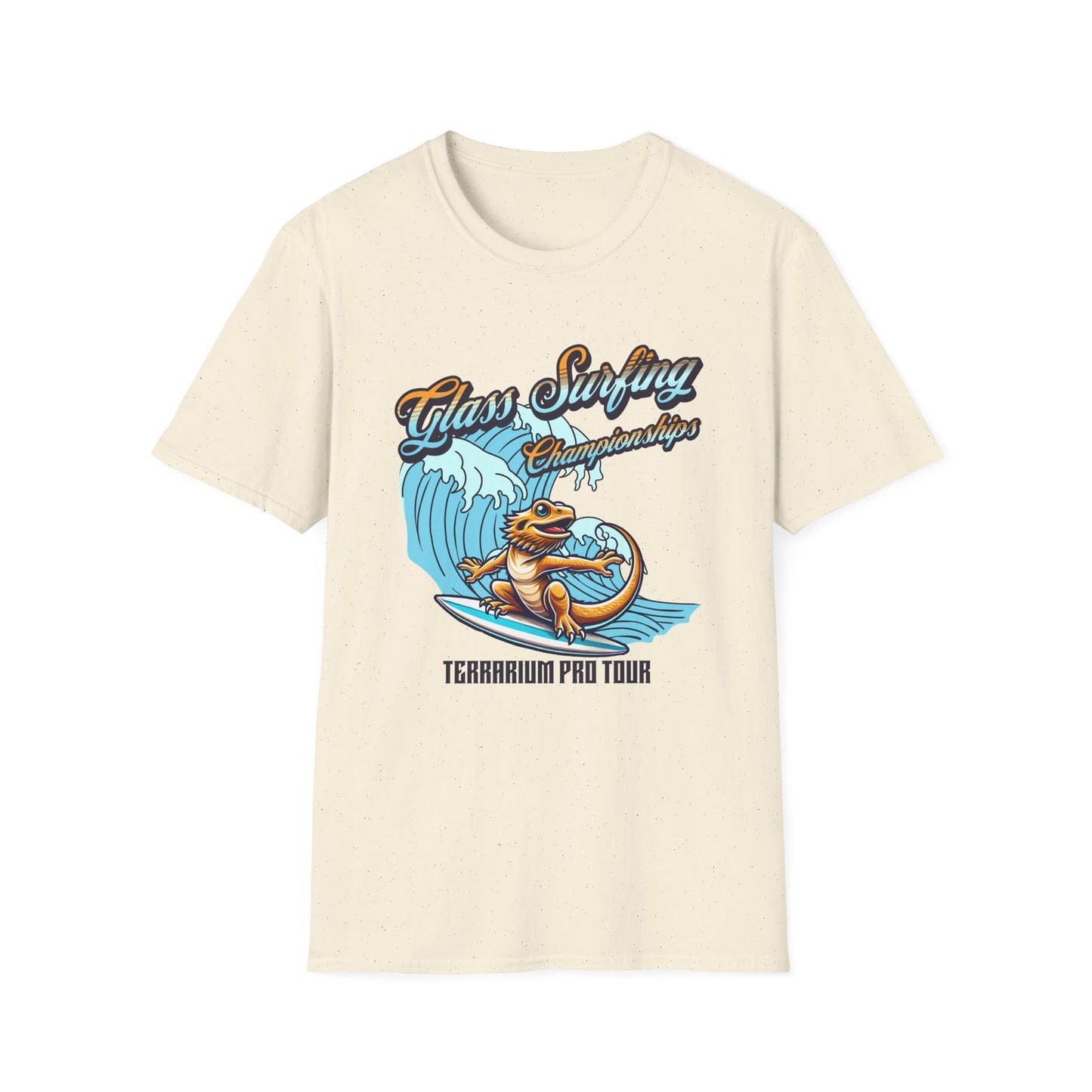 Glass Surfing Bearded Dragon T-Shirt, Reptile Lover Shirt, Bearded Dragon Surf Tee, Terrarium Humor Shirt, Lizard Owner Gift
