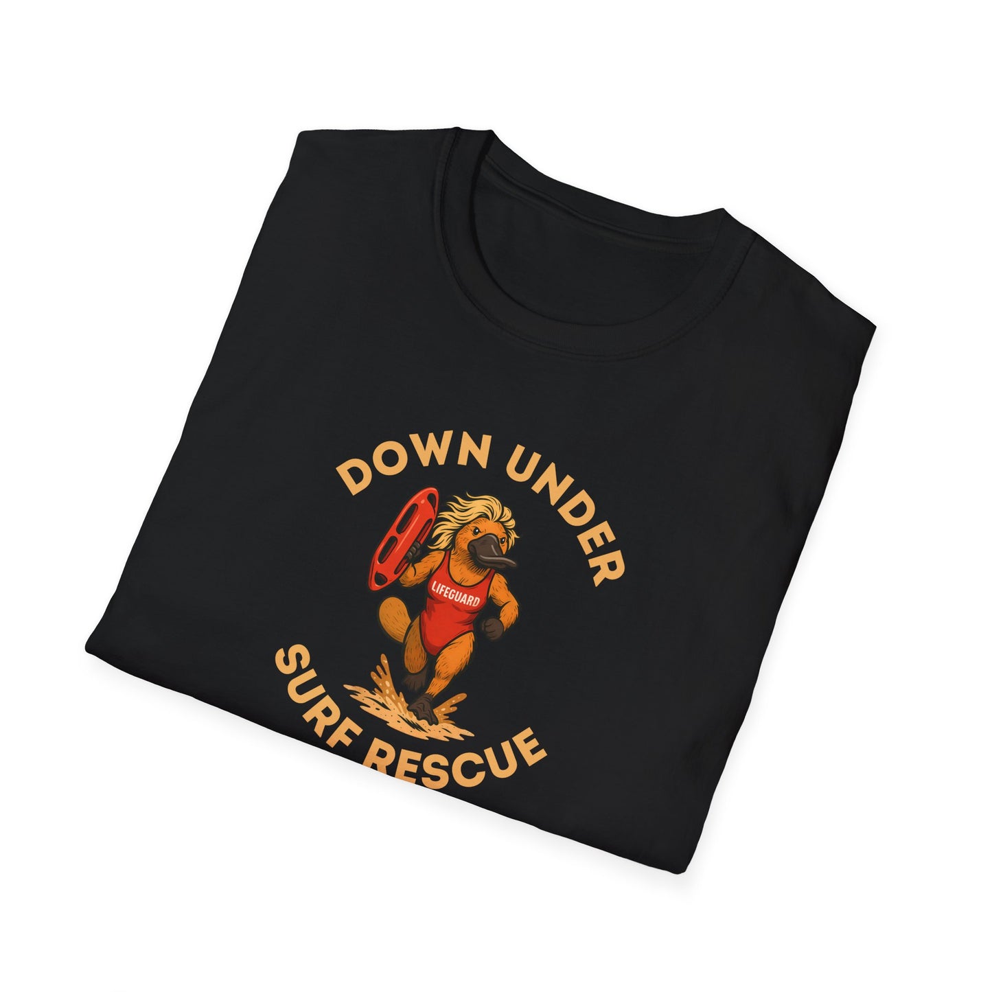 Down Under Surf Rescue T-Shirt, Platypus Lifeguard Tee, Australian Beach Shirt, Aussie Surf Tee, Platypus Graphic T-Shirt, Coastal Australia Shirt, Funny Aussie Tee