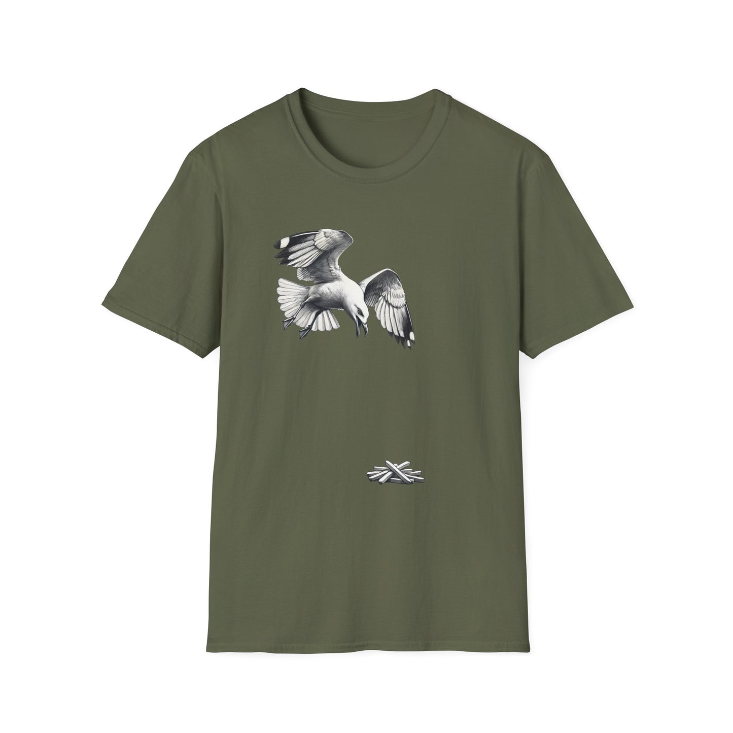 Seagull Chip T-Shirt, Seagull French Fry Shirt, Bird Lover Tee, Beach Bird Graphic Shirt, Coastal Wildlife Tee, Ocean Animal Gift