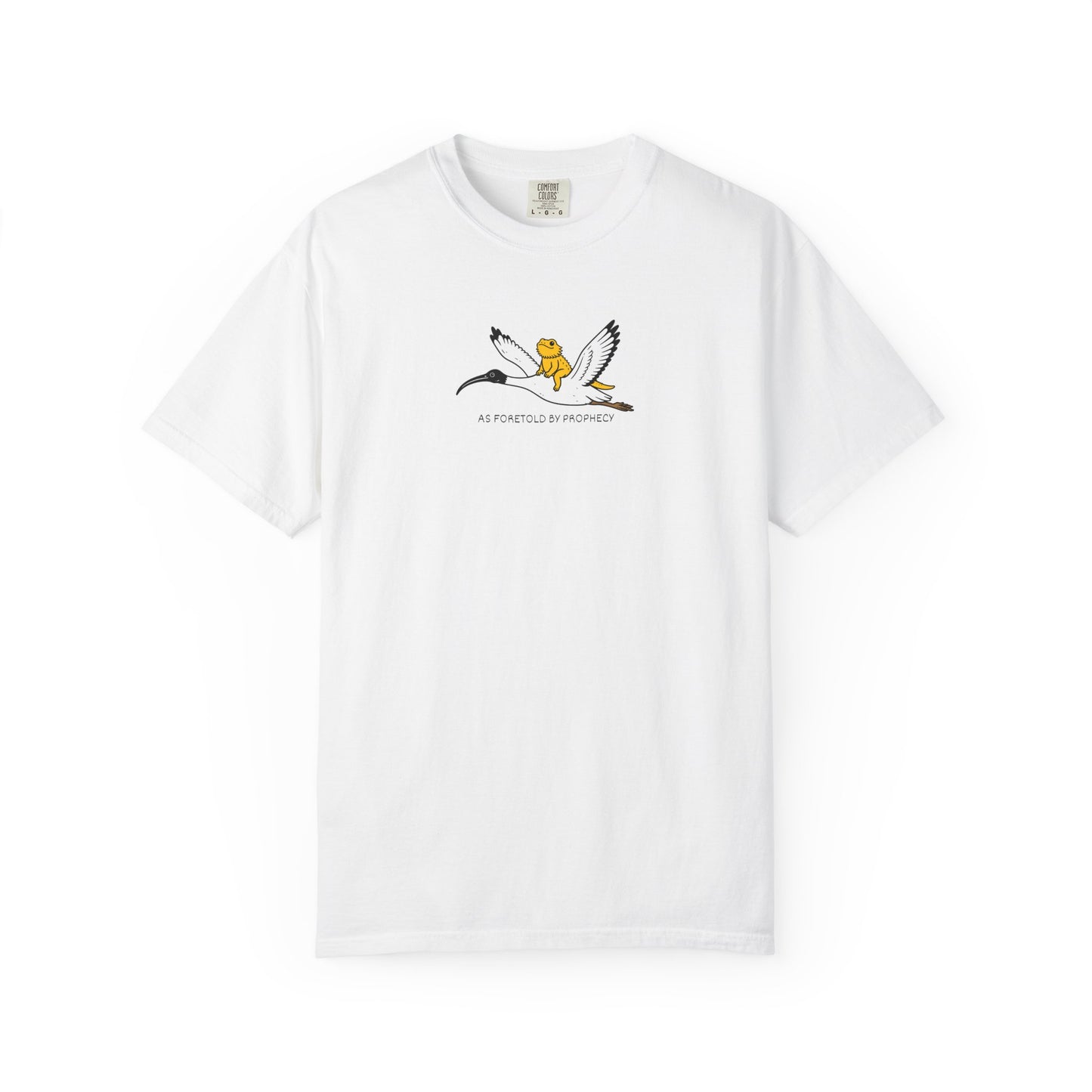 Bearded Dragon Riding Ibis Shirt, As Foretold By Prophecy Tee, Funny Australian Animal Shirt, Bin Chicken Meme Shirt, Comfort Colors Tee