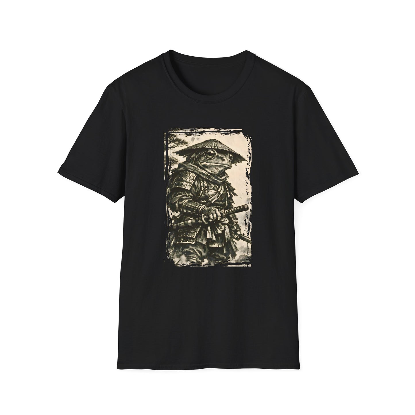 Green Tree Frog Samurai T-Shirt | Frog Warrior Ukiyo-e Style Tee | Japanese Ink Animal Shirt | Frog Art