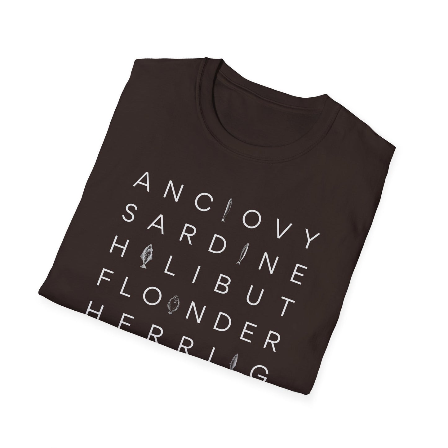 Fish T-Shirt, Anchovy Sardine Halibut Flounder Herring Salmon Shirt, Seafood Lover Tee, Fishing Gift, Ocean Animal Graphic Shirt