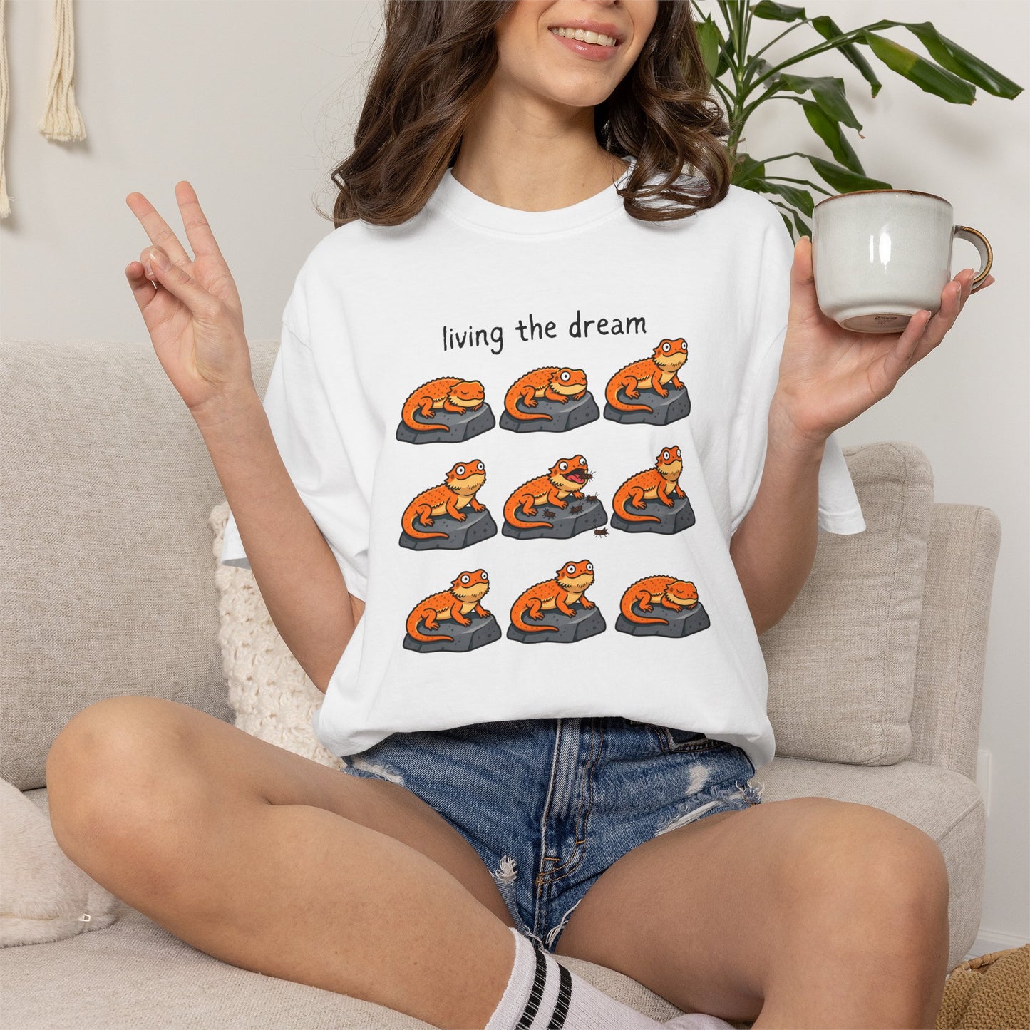 Bearded Dragon Living the Dream Shirt, Comfort Colors Reptile Tee, Funny Bearded Dragon T Shirt, Lizard Lover Gift, Beardie Owner Shirt