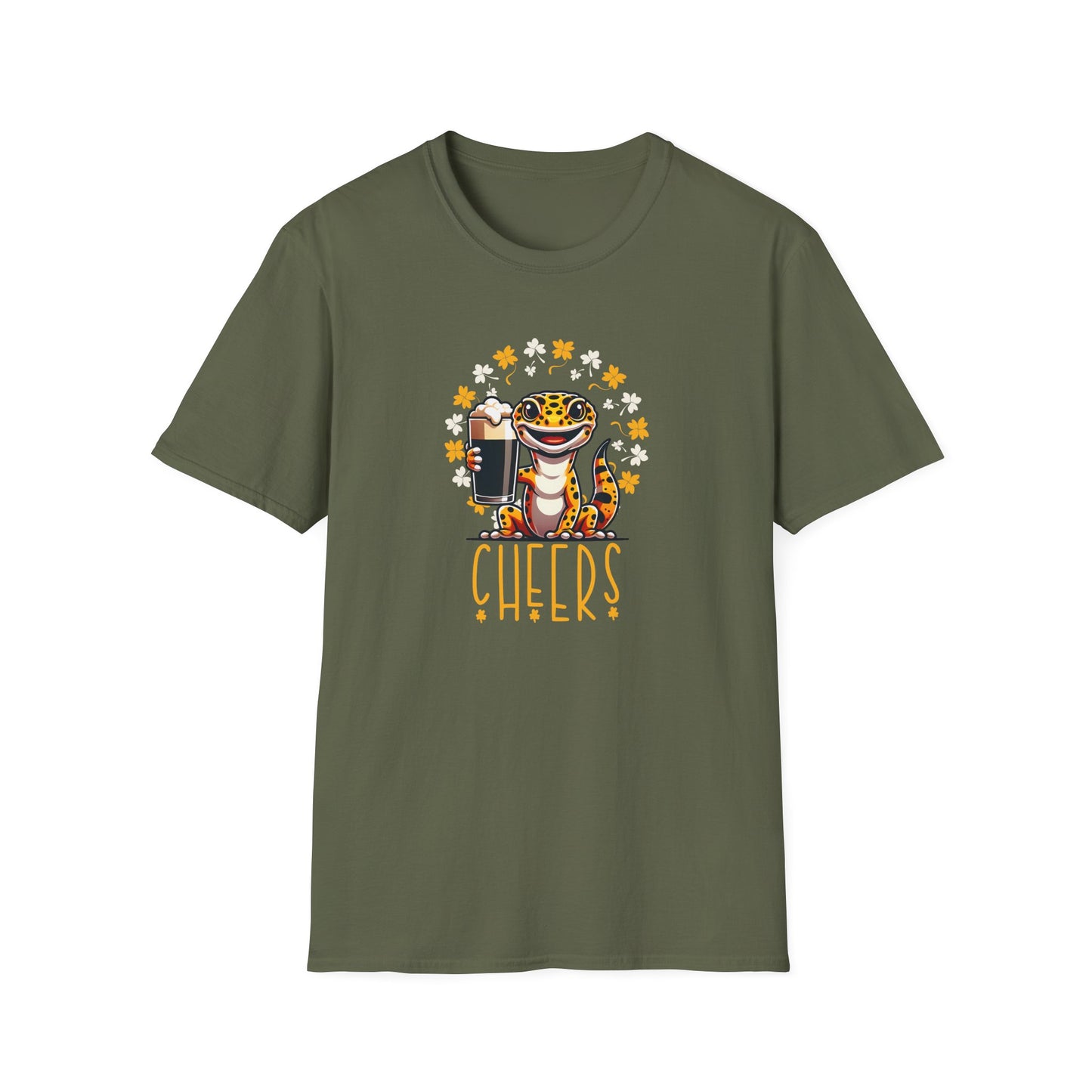 Leopard Gecko St Patrick’s Day T-Shirt, Gecko Cheers Shirt, Reptile Lover Tee, Lizard Beer Party Shirt, St Paddy’s Day Gift