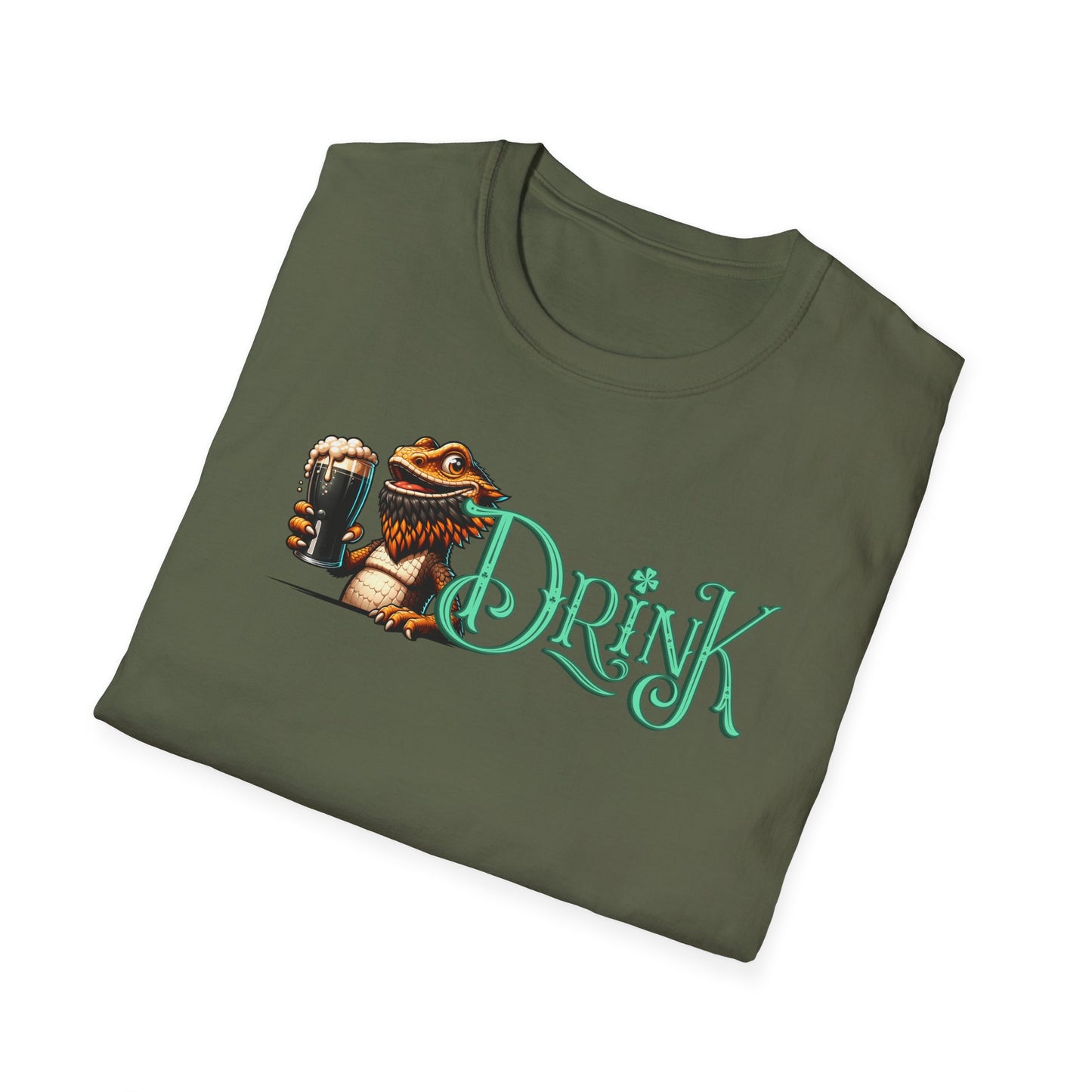 Bearded Dragon St Patrick’s Day T-Shirt, Reptile Lover Shirt, Lizard Drinking Tee, St Paddy’s Day Party Shirt, Green Beer Tee