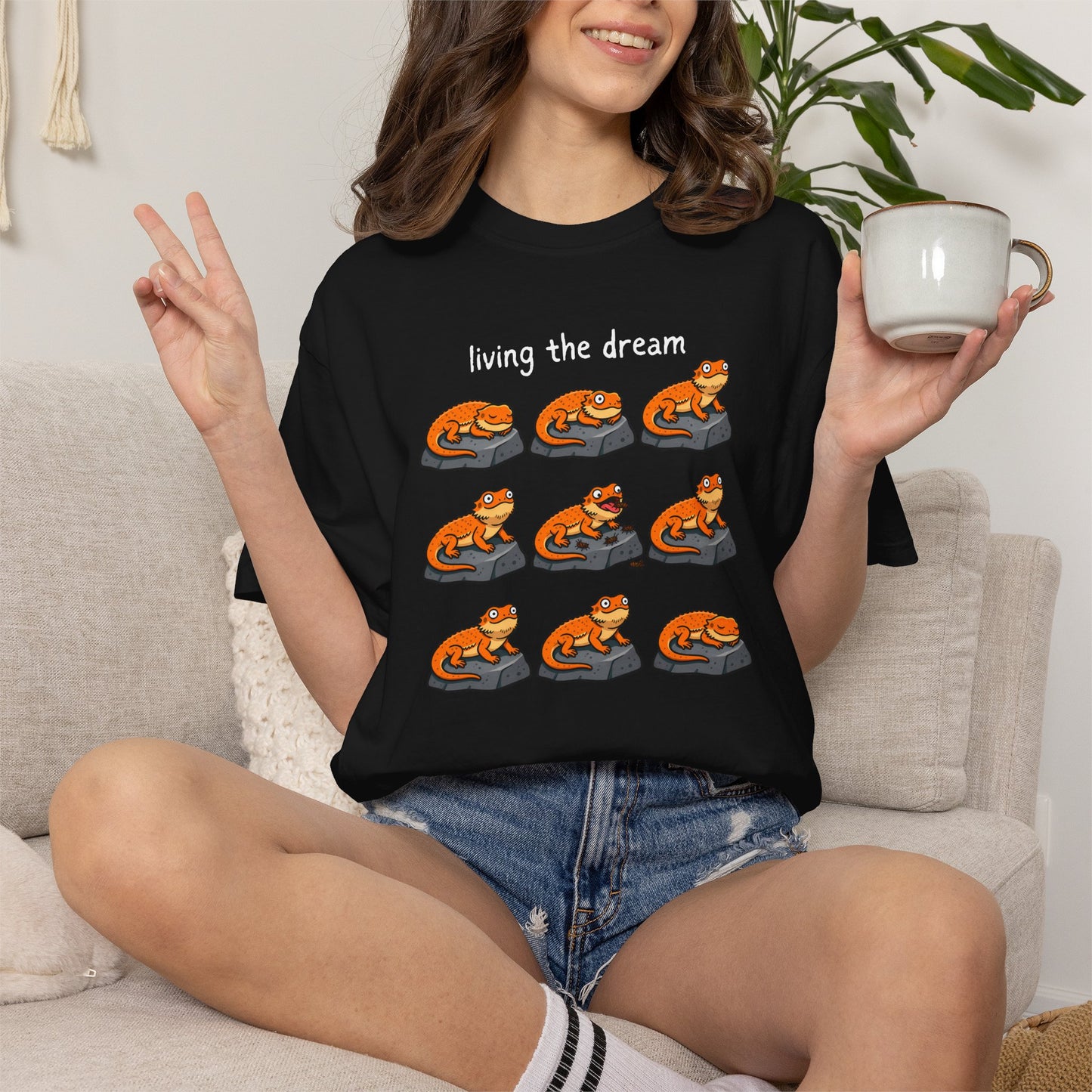 Bearded Dragon Living the Dream Shirt, Comfort Colors Reptile Tee, Funny Bearded Dragon T Shirt, Lizard Lover Gift, Beardie Owner Shirt