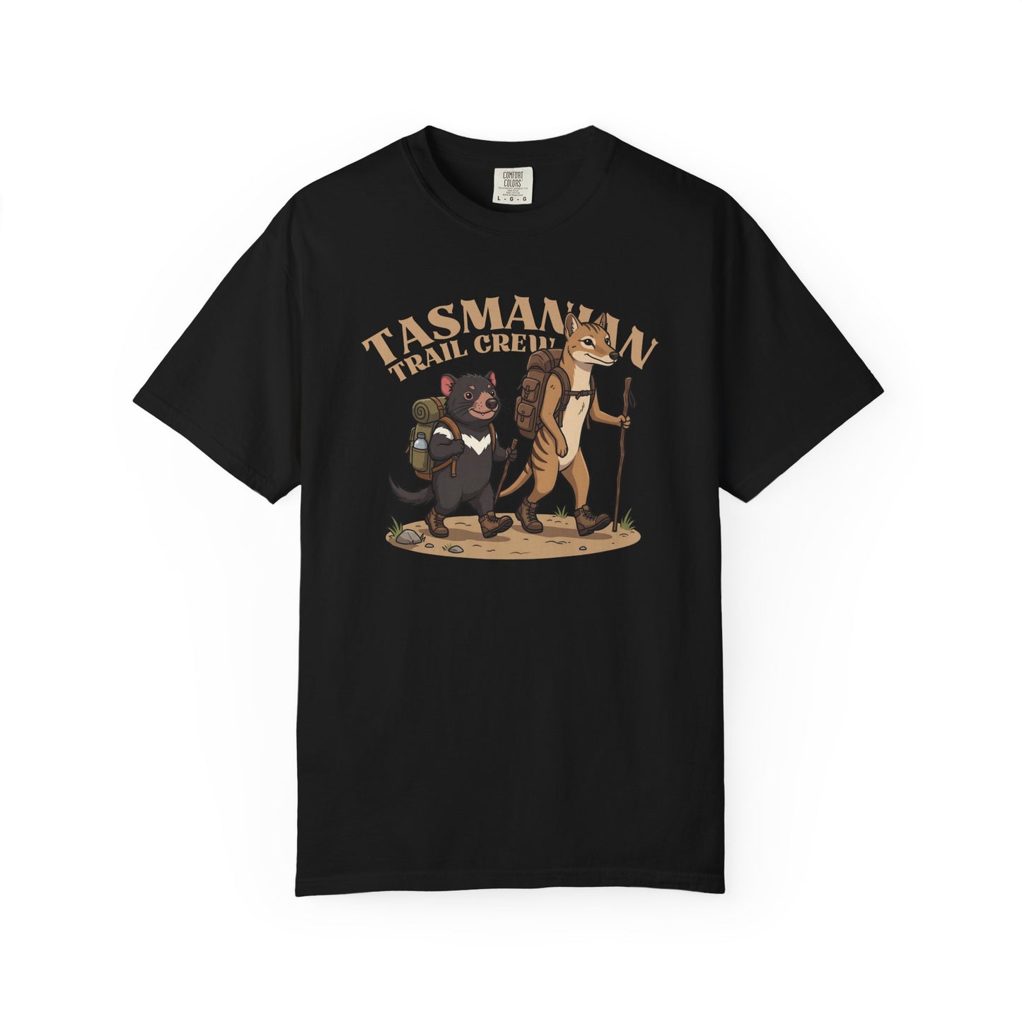 Tasmanian Trail Crew Shirt, Comfort Colors Hiking Tee, Tasmanian Devil and Thylacine T Shirt, Australian Wildlife Shirt, Hiking Gift