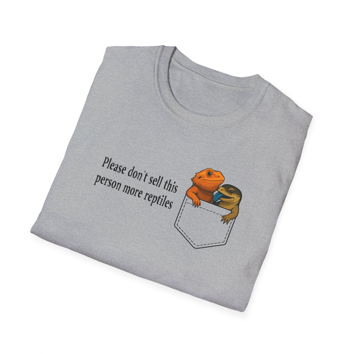 Reptile Addict T-Shirt Please Don’t Sell Me More Reptiles Funny Shirt, Bearded Dragon & Lizard Pocket Tee, Herpetology Gift