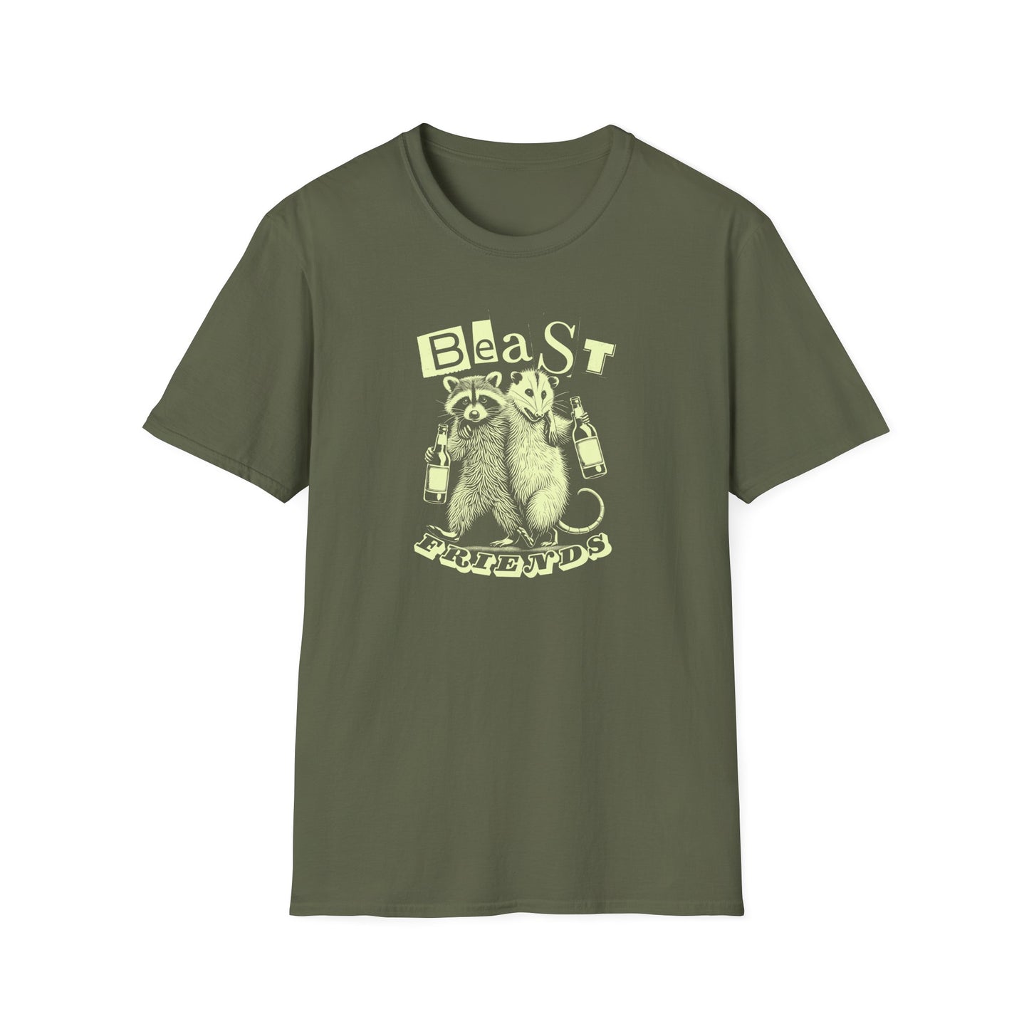 Raccoon Opossum Beast Friends T-Shirt, Funny Trash Panda Opossum Tee, Party Animal Shirt, Drinking Animal Tee, Chaos Friends Gift