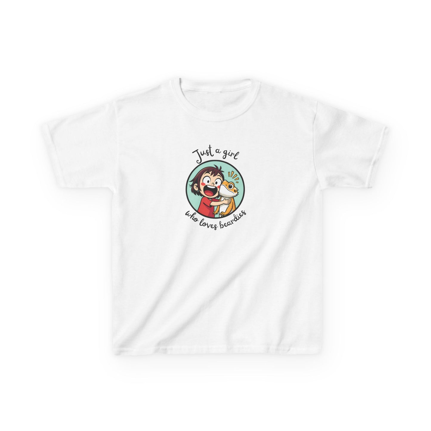 Kids Just a Girl Who Loves Beardies T-Shirt | Cute Bearded Dragon Lover Tee