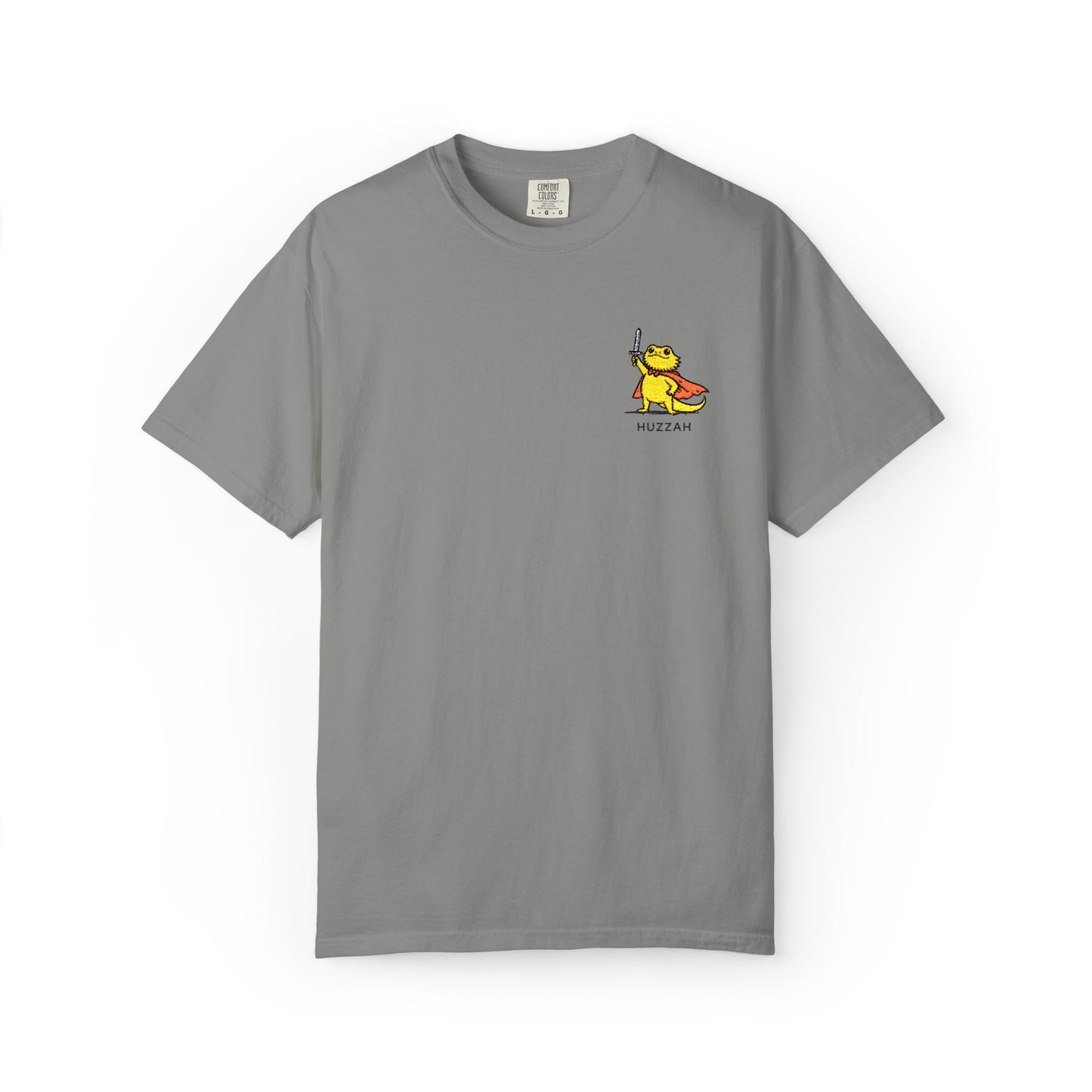 Bearded Dragon Huzzah Embroidered Comfort Colors T-Shirt, Funny Bearded Dragon Shirt, Reptile Lover Gift, Cute Lizard Embroidery Tee
