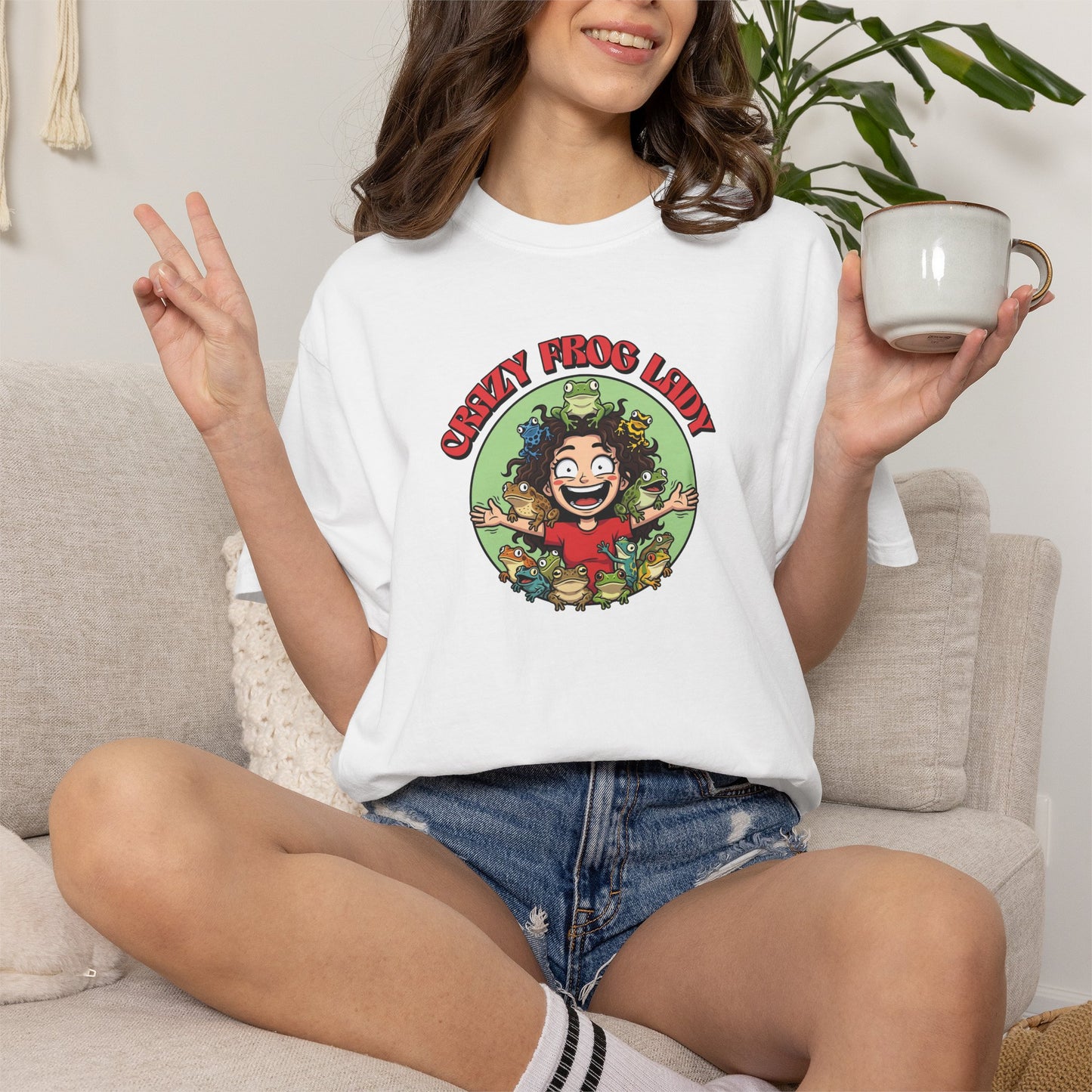 Crazy Frog Lady Shirt, Comfort Colors Frog Tee, Frog Lover Gift, Amphibian Mom T Shirt, Reptile Keeper Shirt, Funny Animal Graphic Tee