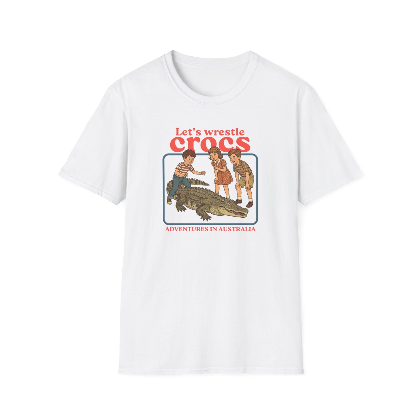 Lets Wrestle Crocs T-Shirt, Funny Crocodile Shirt, Australian Crocodile Tee, Retro Croc Shirt, Aussie Wildlife Humor Shirt, Outback Croc Tee