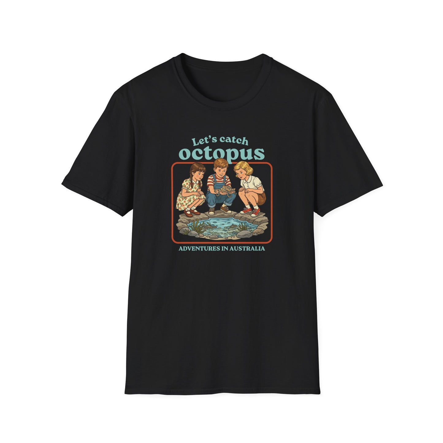 Lets Catch Octopus T-Shirt, Blue Ringed Octopus Shirt, Funny Ocean Wildlife Tee, Australian Marine Life Shirt, Retro Kids Style Octopus Tee