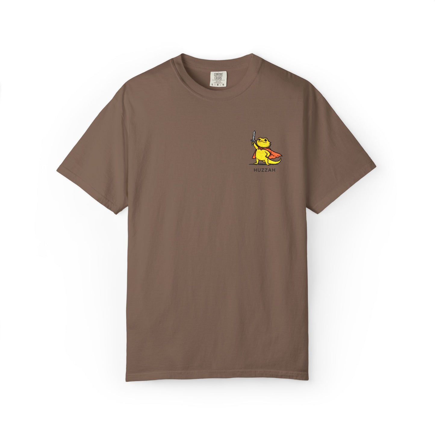 Bearded Dragon Huzzah Embroidered Comfort Colors T-Shirt, Funny Bearded Dragon Shirt, Reptile Lover Gift, Cute Lizard Embroidery Tee