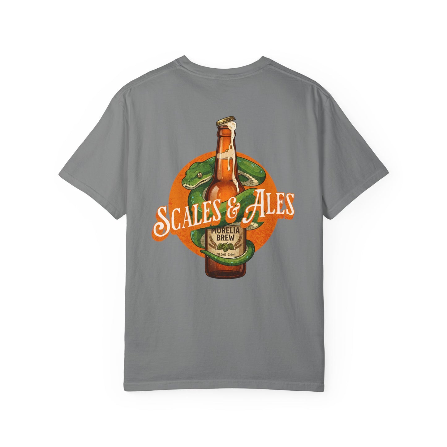 Scales and Ales Shirt, Green Tree Python Comfort Colors Tee, Snake Beer Shirt, Reptile Lover Gift, Double Sided Graphic T Shirt, Beer Lover
