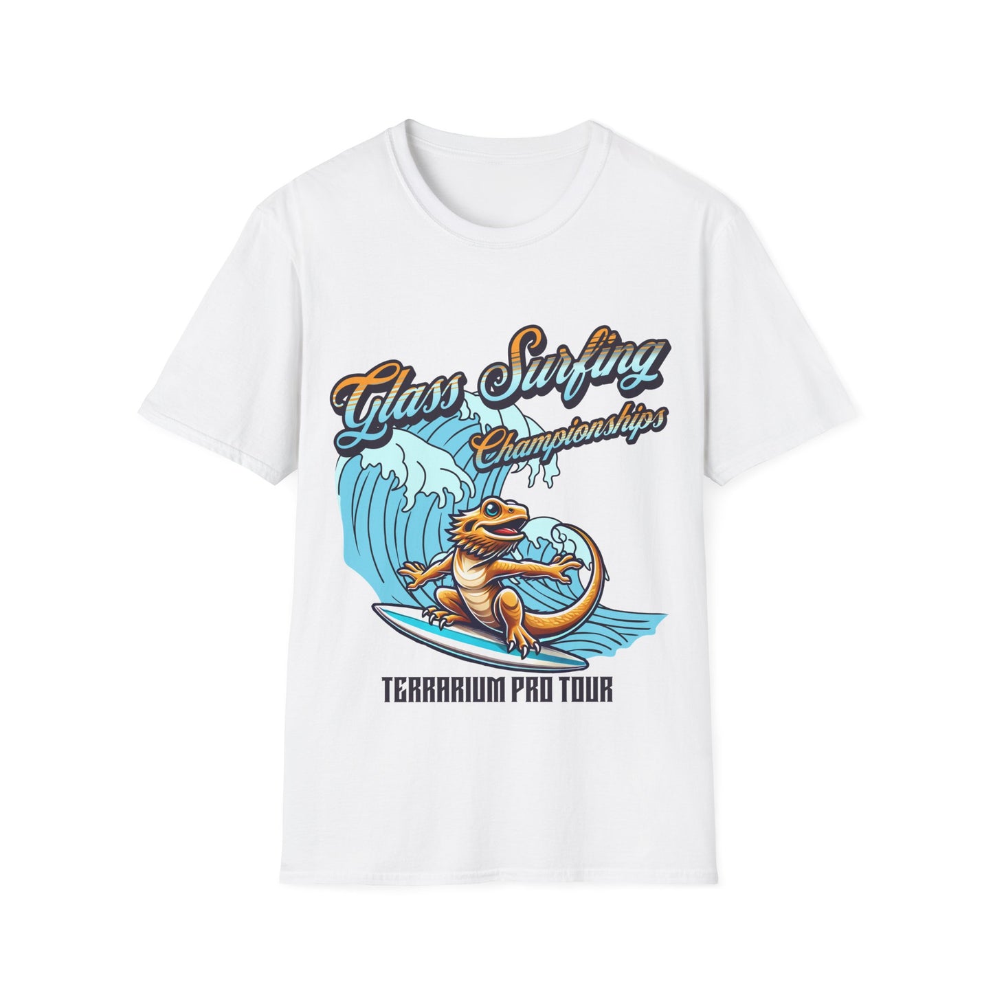 Glass Surfing Bearded Dragon Unisex Softstyle T-Shirt