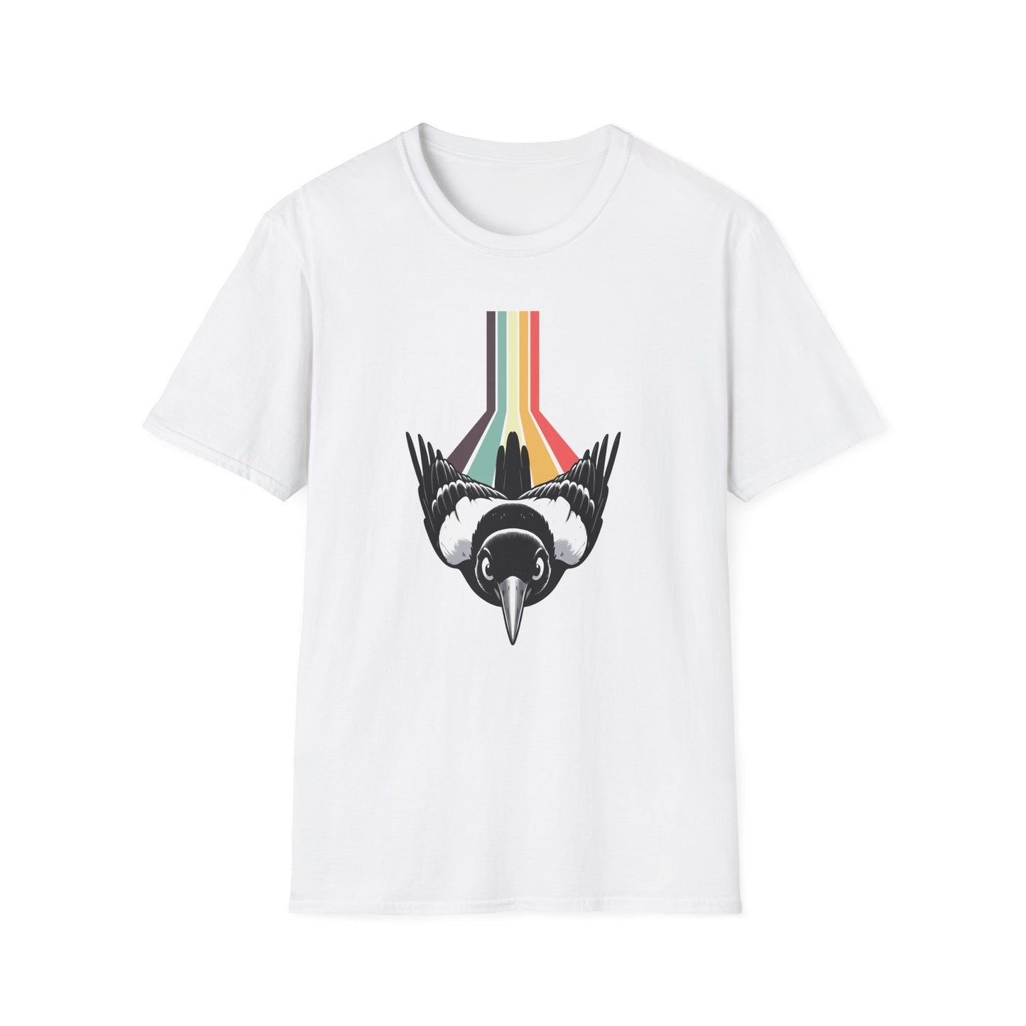 Retro Magpie T-Shirt Australian Bird Tee, Vintage Stripe Magpie Shirt, Aussie Wildlife Graphic, Bird Lover Gift