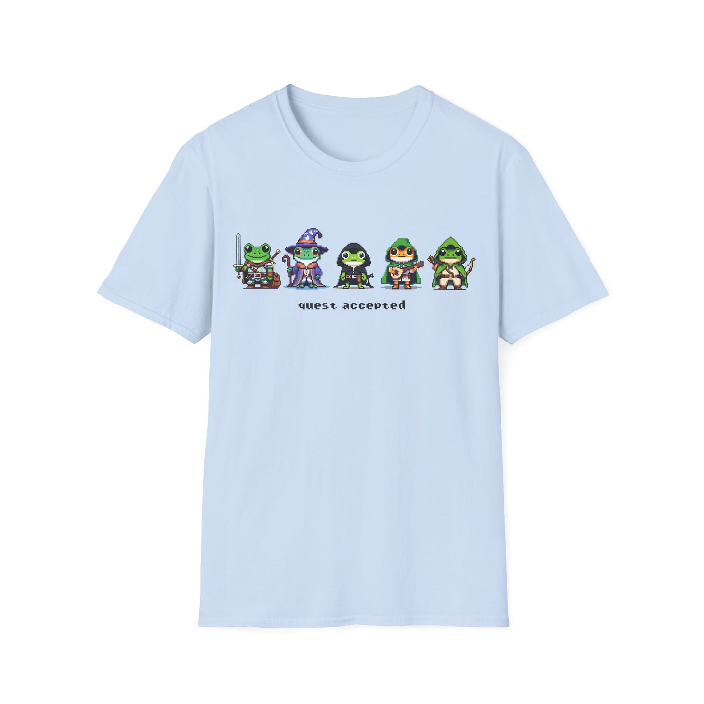Quest Accepted Pixel Art Frog T-Shirt – Cute Gamer Tee for RPG & Fantasy Fans