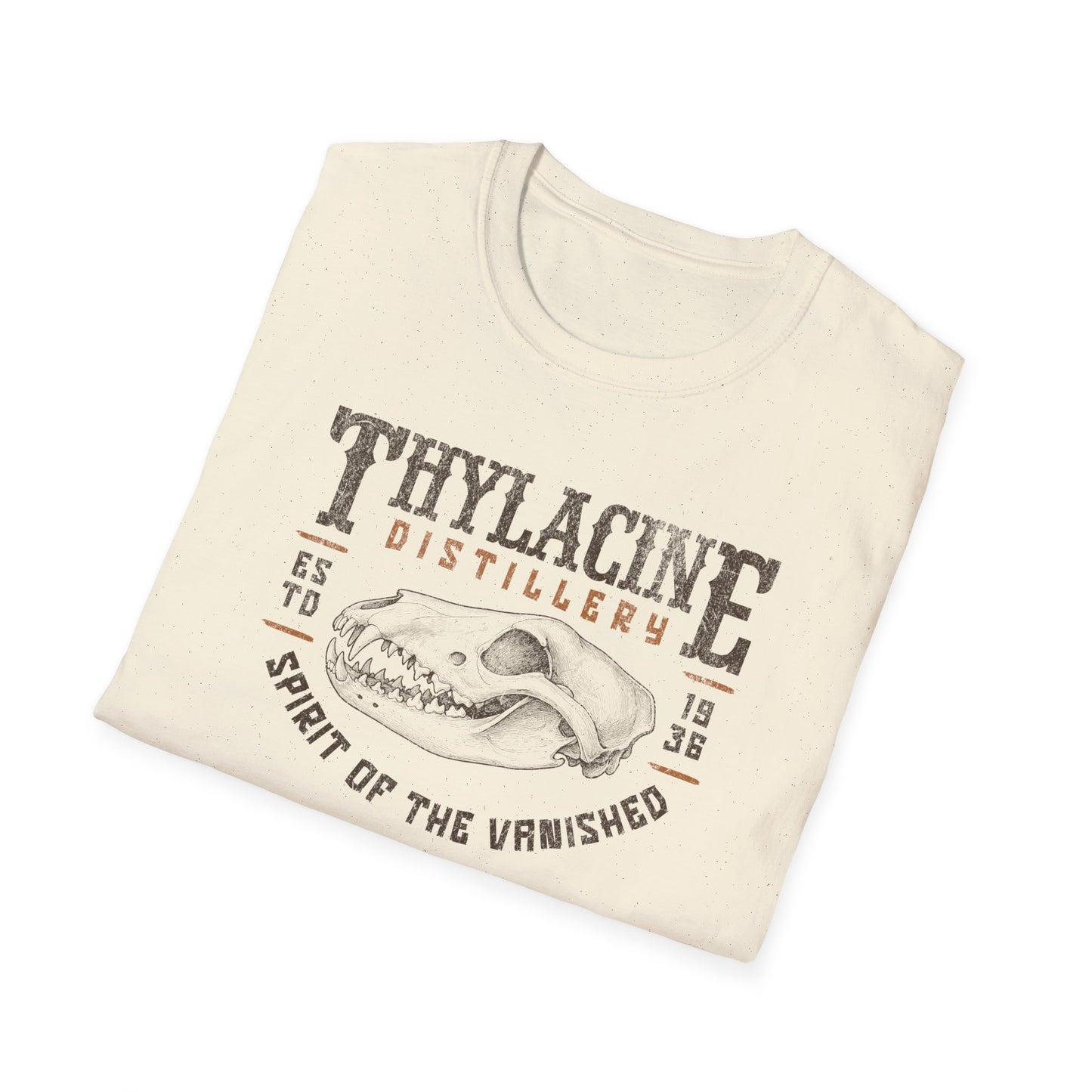 Thylacine Distillery T-Shirt Spirit of the Vanished Tee, Tasmanian Tiger Shirt, Vintage Distillery Graphic, Extinct Animal Gift