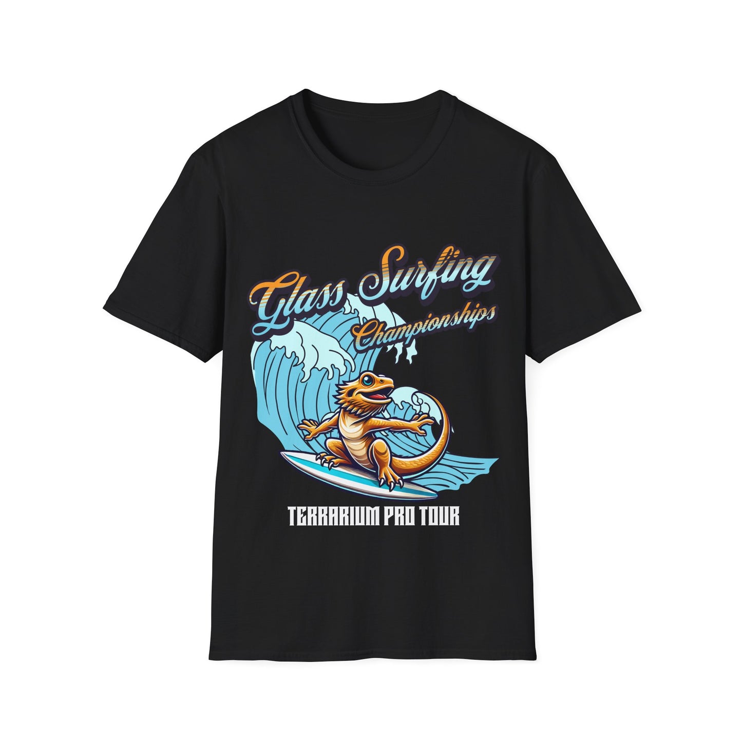 Glass Surfing Bearded Dragon Unisex Softstyle T-Shirt
