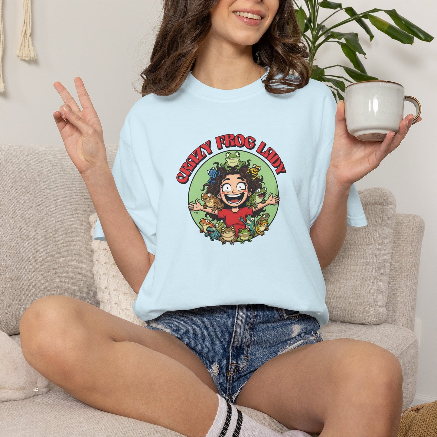 Crazy Frog Lady Shirt, Comfort Colors Frog Tee, Frog Lover Gift, Amphibian Mom T Shirt, Reptile Keeper Shirt, Funny Animal Graphic Tee