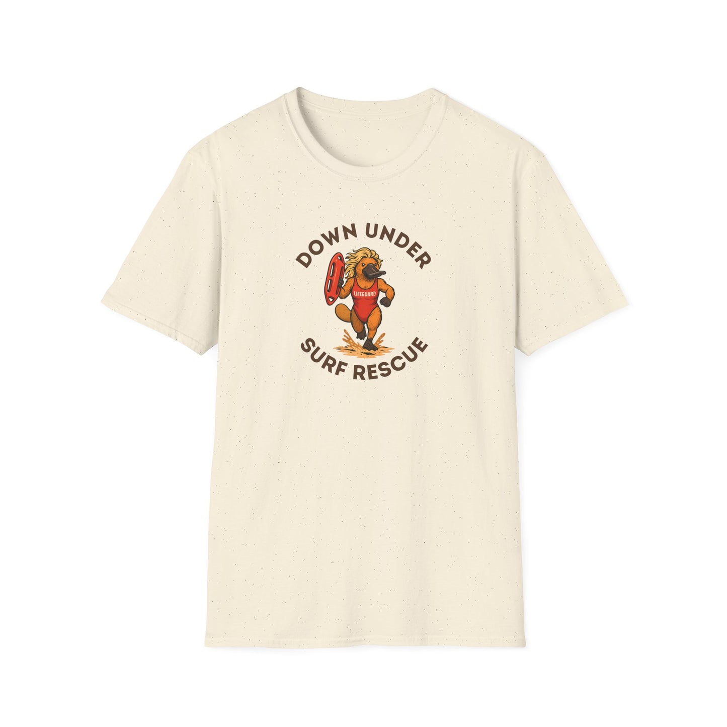Down Under Surf Rescue T-Shirt, Platypus Lifeguard Tee, Australian Beach Shirt, Aussie Surf Tee, Platypus Graphic T-Shirt, Coastal Australia Shirt, Funny Aussie Tee