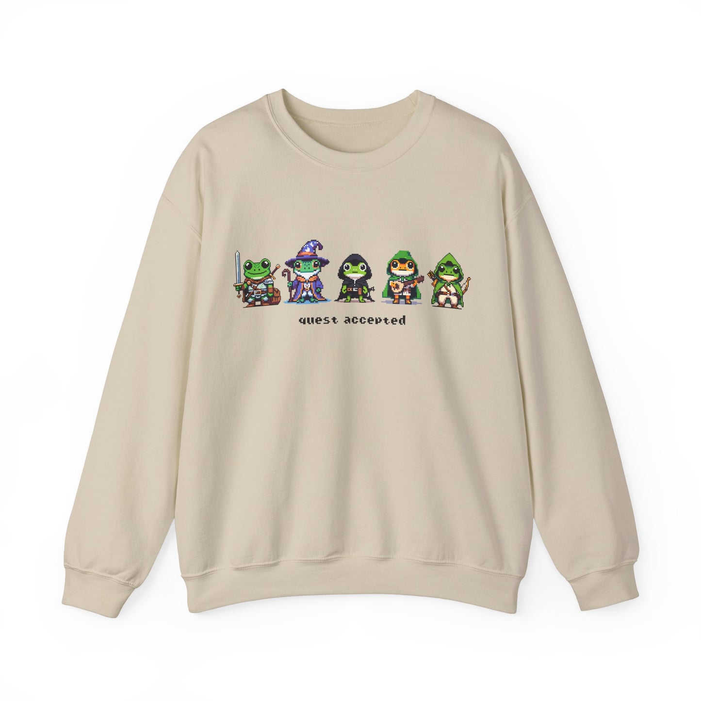 Quest Accepted | Retro Fantasy Frog Pixel Art | Unisex Crewneck Sweatshirt
