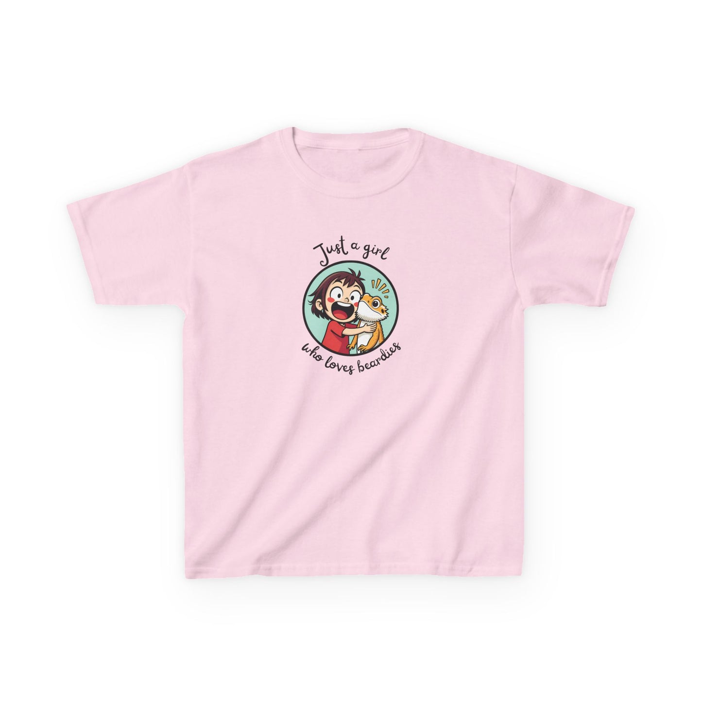Kids Just a Girl Who Loves Beardies T-Shirt | Cute Bearded Dragon Lover Tee