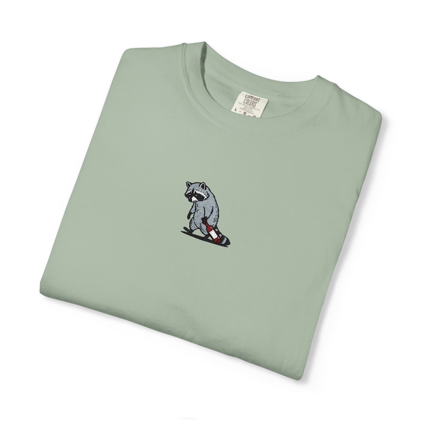 Raccoon Embroidered Comfort Colors T-Shirt, Tired Raccoon Shirt, Trash Panda Tee, Funny Animal Embroidery, Raccoon Lover Gift