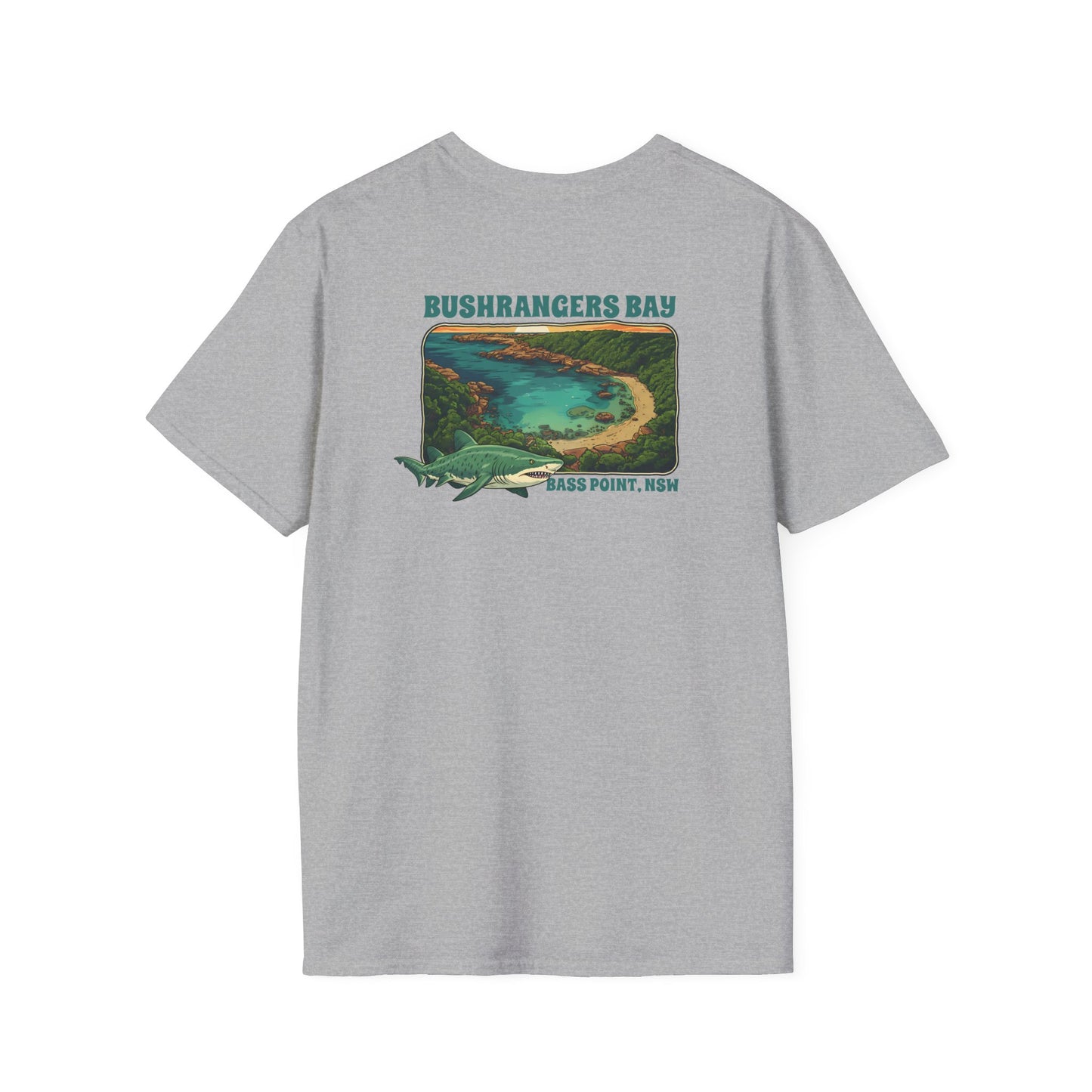 Grey Nurse Shark T-Shirt, Bushrangers Bay Shirt, Bass Point NSW Tee, Australian Coastal Wildlife Shirt, Shark Lover Gift, Back Print Tee
