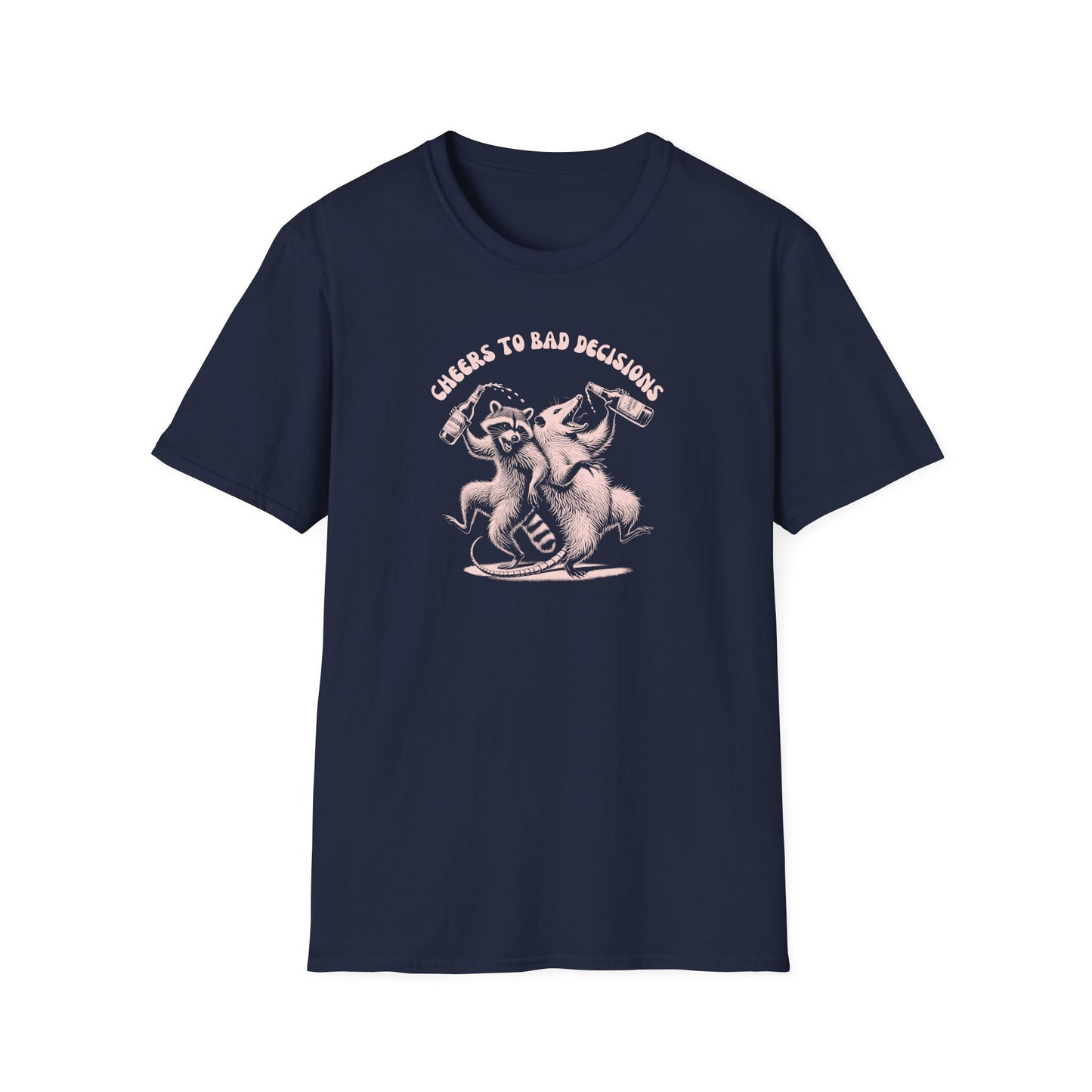 Raccoon Opossum T-Shirt, Cheers To Bad Decisions Shirt, Trash Panda And Possum Tee, Animal Lover Shirt, Wildlife Drinking Tee