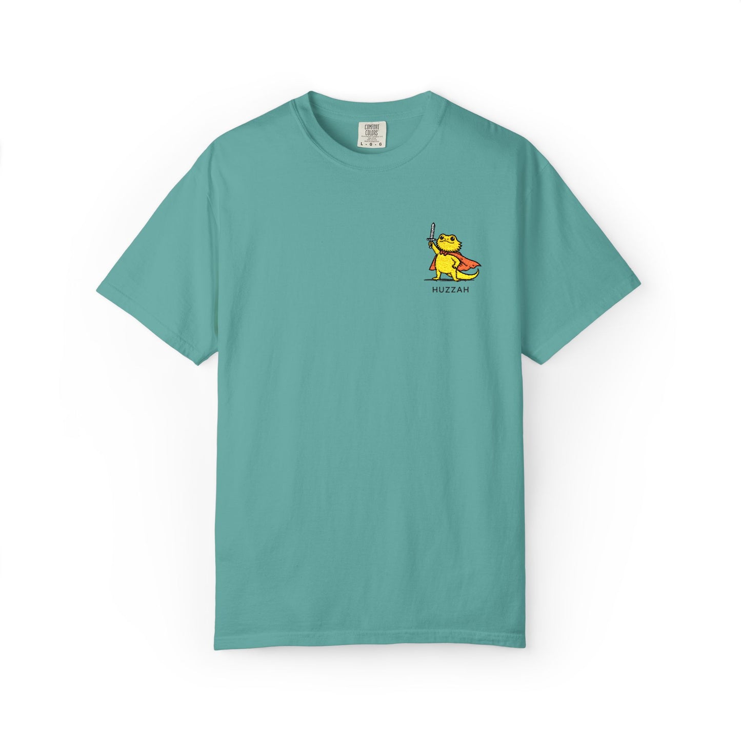 Bearded Dragon Huzzah Embroidered Comfort Colors T-Shirt, Funny Bearded Dragon Shirt, Reptile Lover Gift, Cute Lizard Embroidery Tee