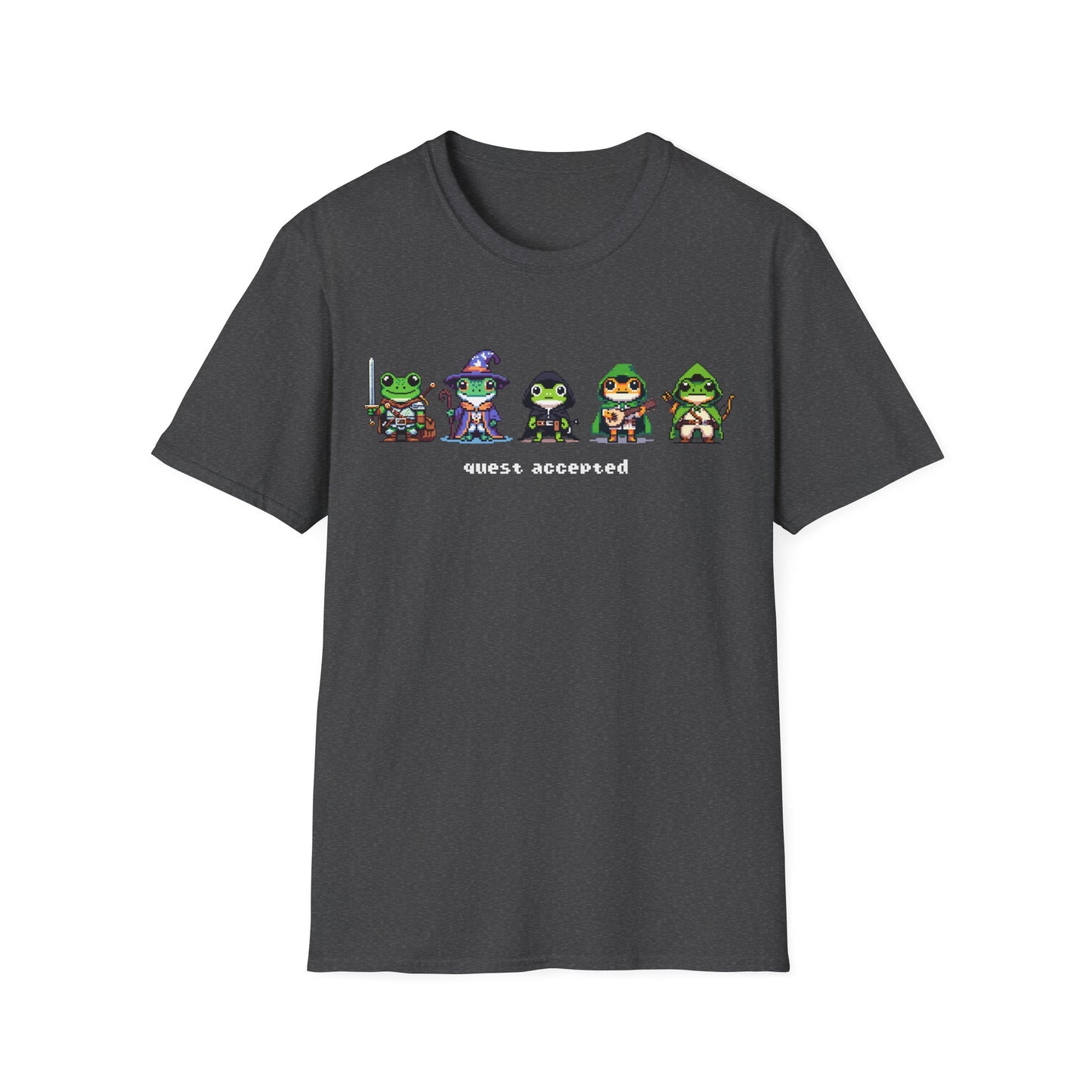 Quest Accepted Pixel Art Frog T-Shirt – Cute Gamer Tee for RPG & Fantasy Fans