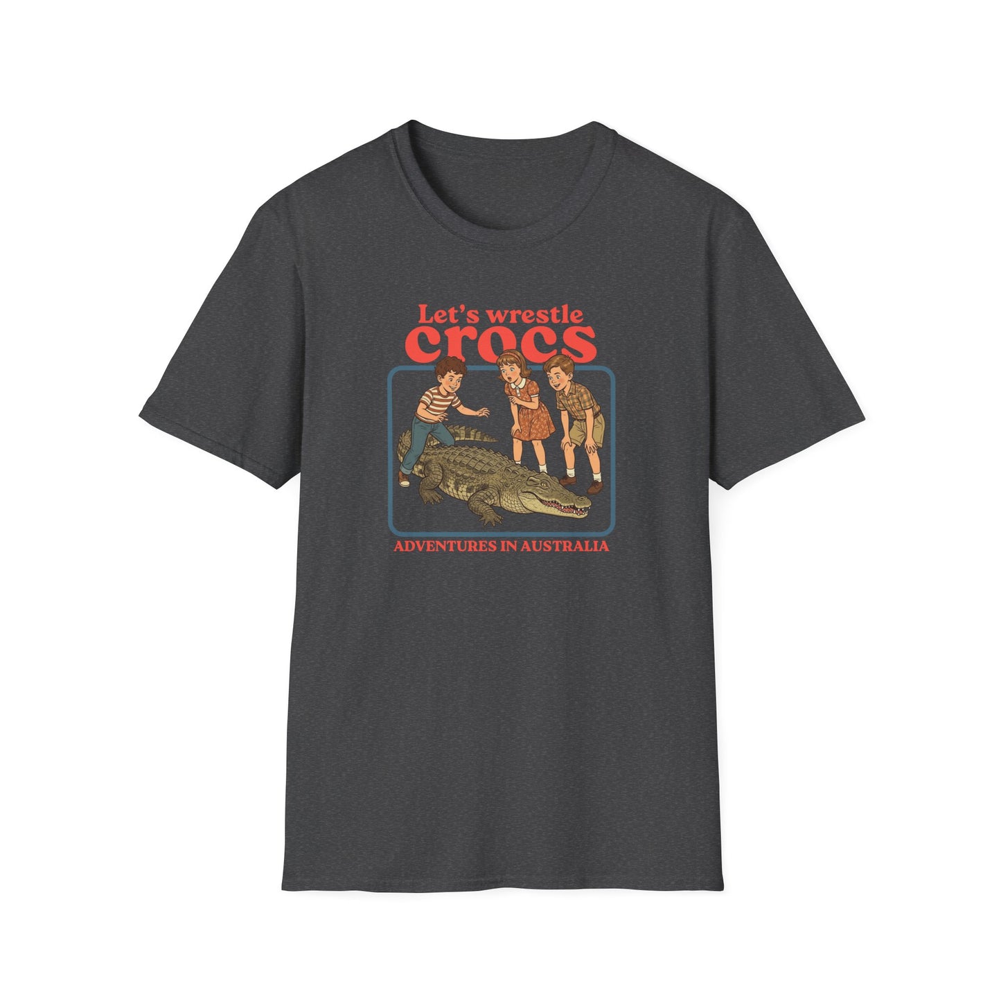 Lets Wrestle Crocs T-Shirt, Funny Crocodile Shirt, Australian Crocodile Tee, Retro Croc Shirt, Aussie Wildlife Humor Shirt, Outback Croc Tee