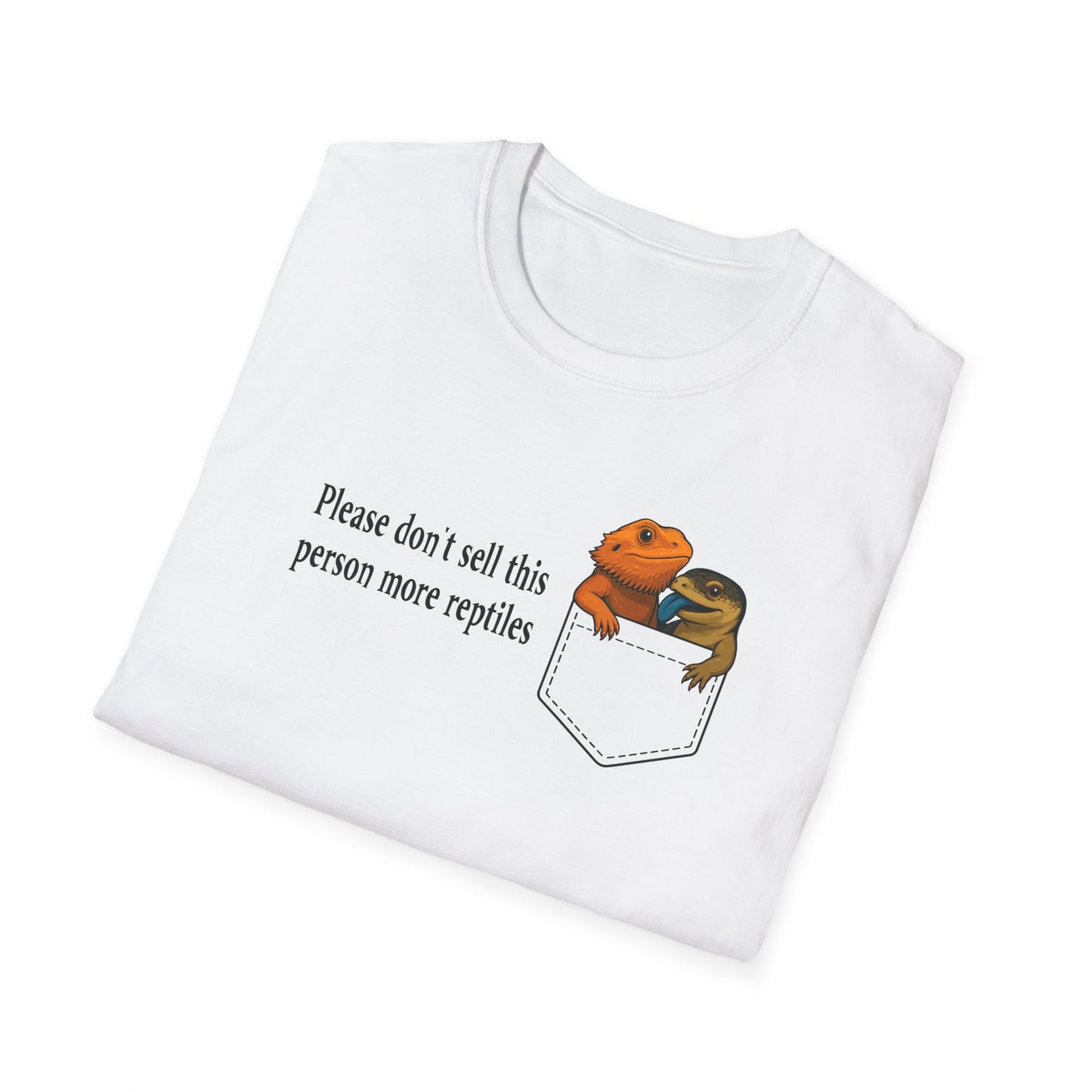 Reptile Addict T-Shirt Please Don’t Sell Me More Reptiles Funny Shirt, Bearded Dragon & Lizard Pocket Tee, Herpetology Gift