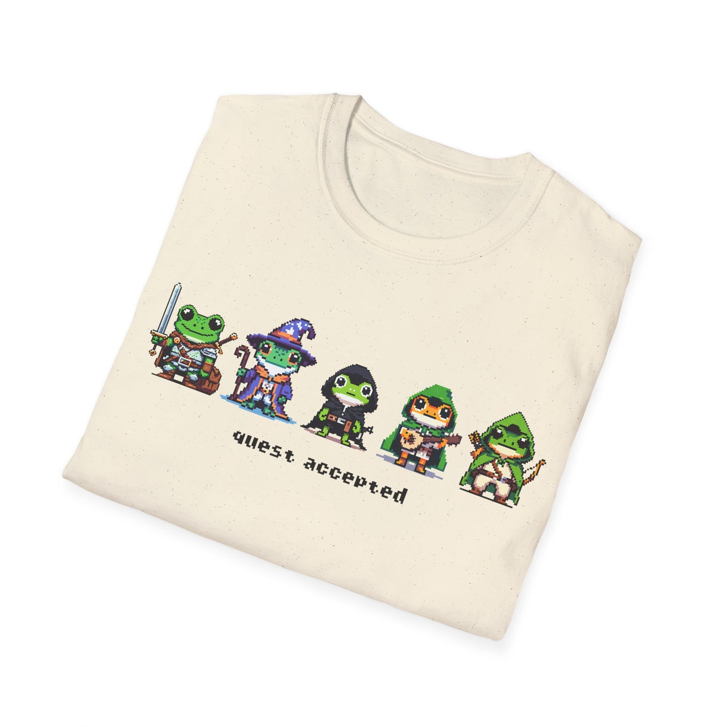 Quest Accepted Pixel Art Frog T-Shirt – Cute Gamer Tee for RPG & Fantasy Fans