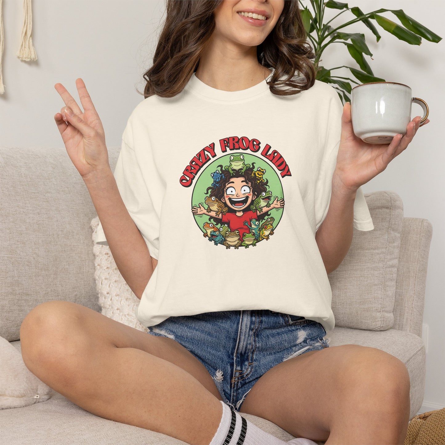 Crazy Frog Lady Shirt, Comfort Colors Frog Tee, Frog Lover Gift, Amphibian Mom T Shirt, Reptile Keeper Shirt, Funny Animal Graphic Tee