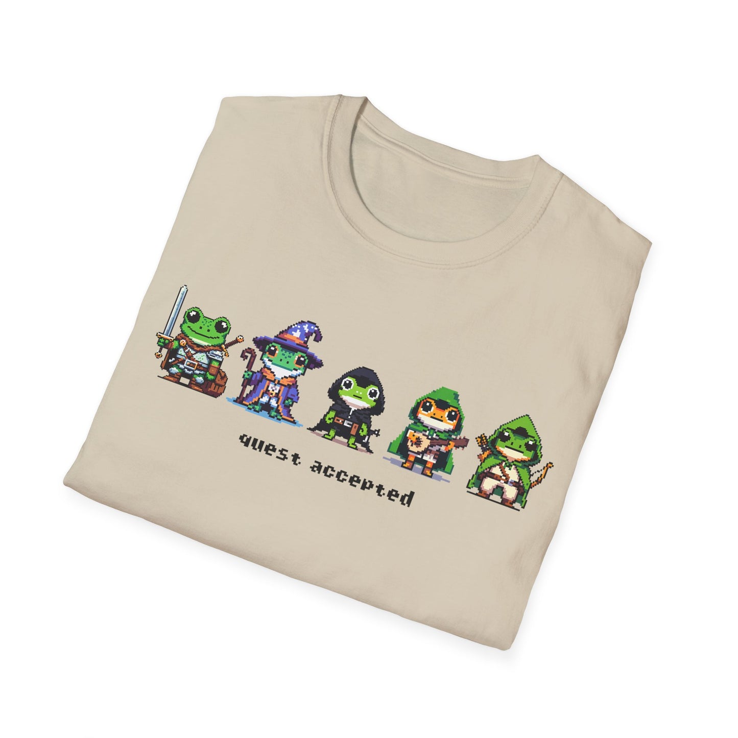 Quest Accepted Pixel Art Frog T-Shirt – Cute Gamer Tee for RPG & Fantasy Fans